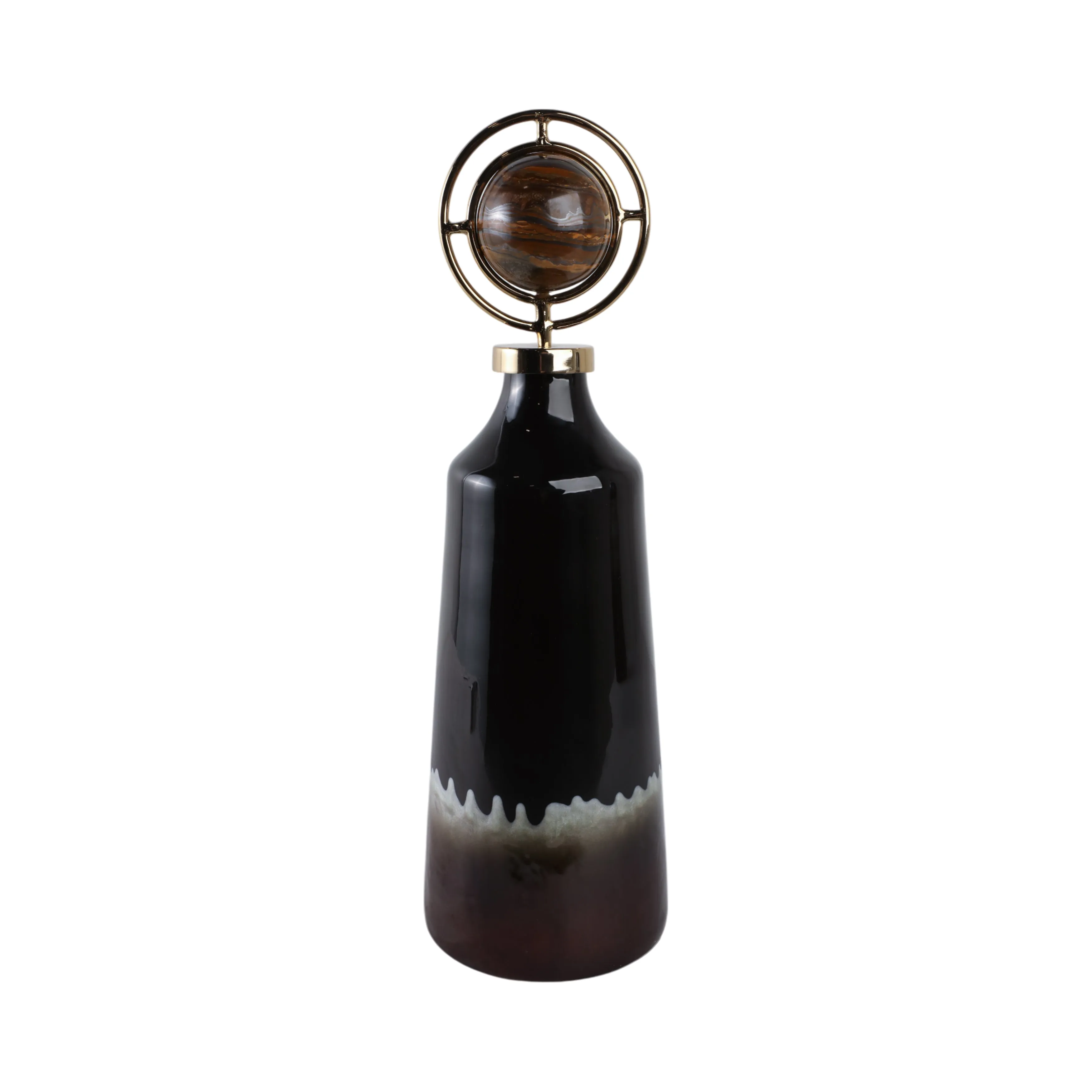 20" Oscar Small Tiger's Eye Stone And Metal Bottle