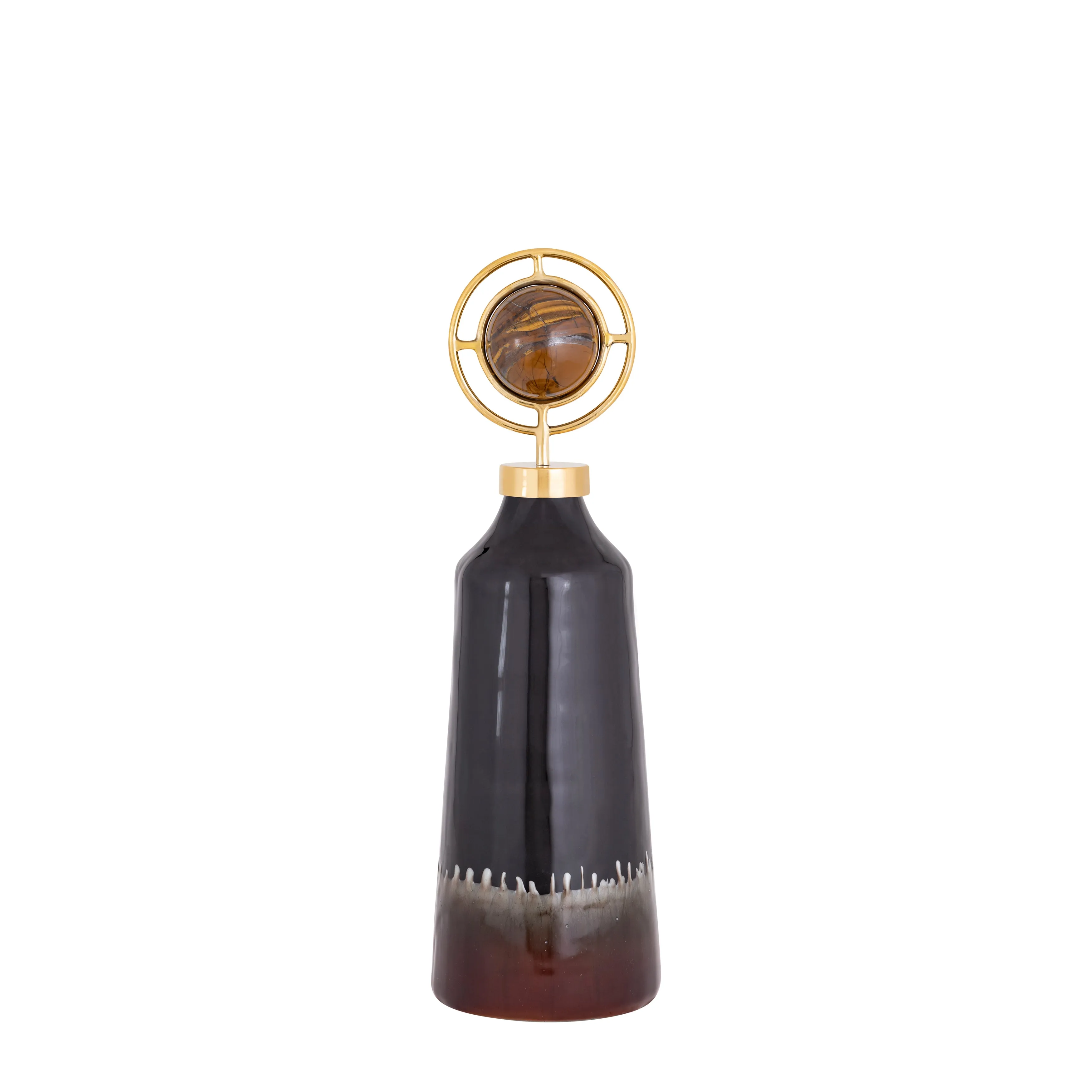 20" Oscar Small Tiger's Eye Stone And Metal Bottle