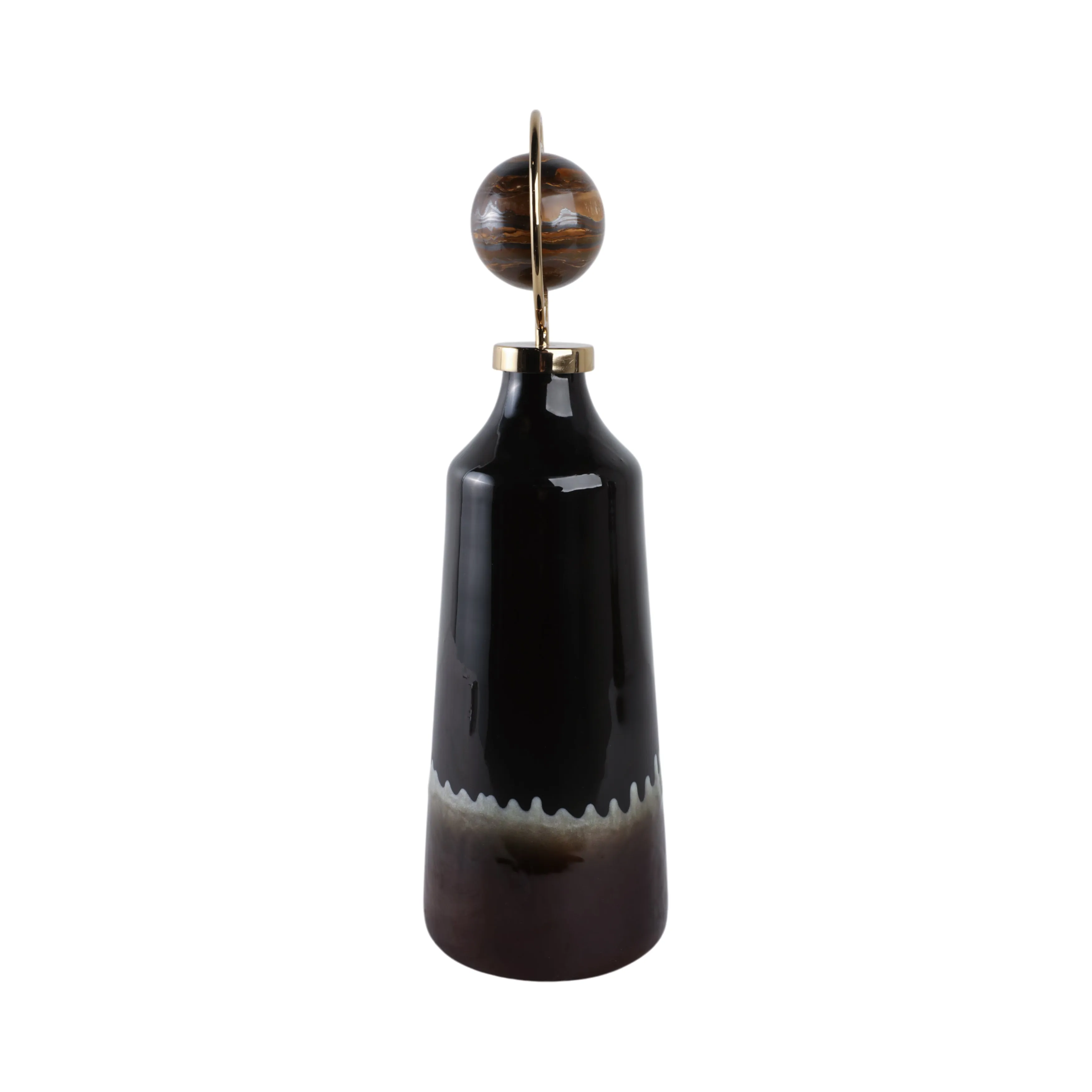 20" Oscar Small Tiger's Eye Stone And Metal Bottle