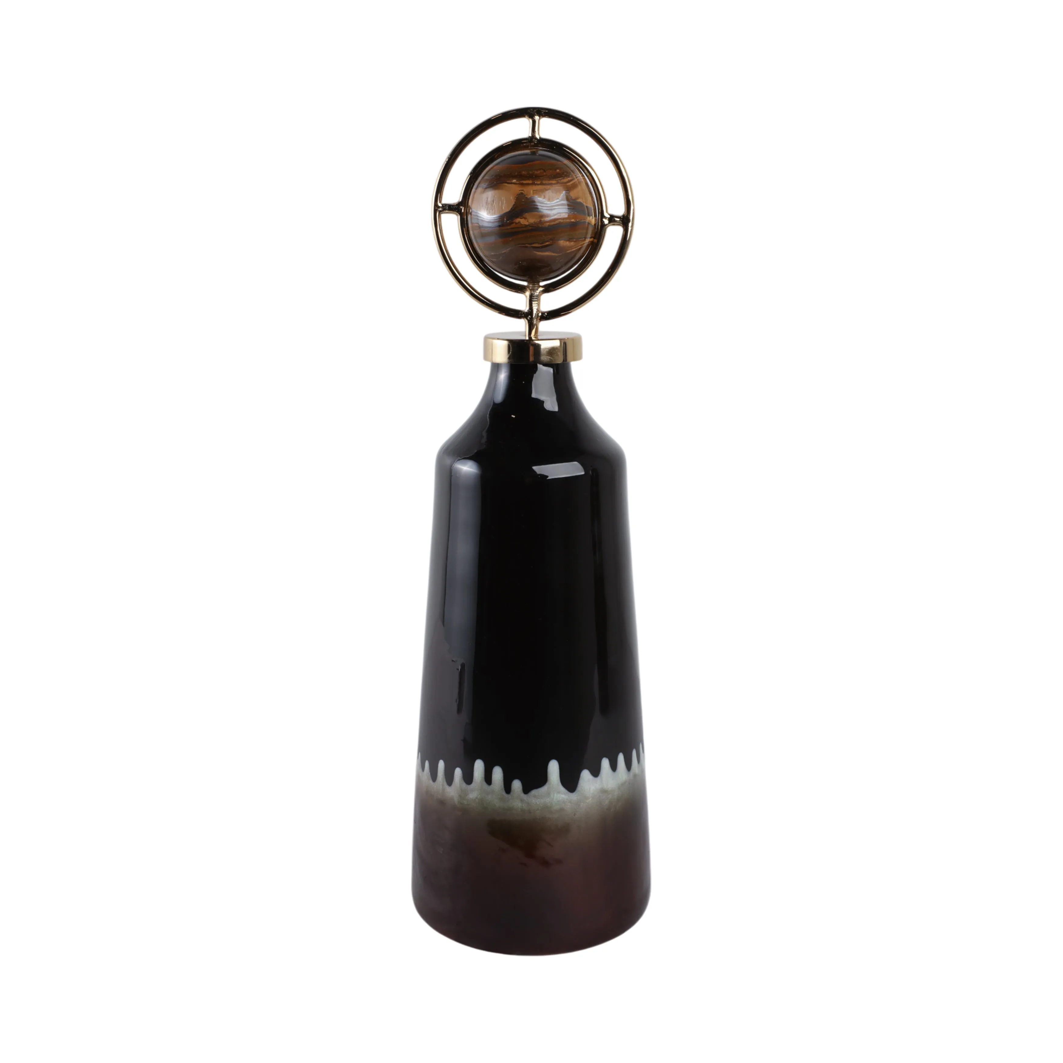 20" Oscar Small Tiger's Eye Stone And Metal Bottle