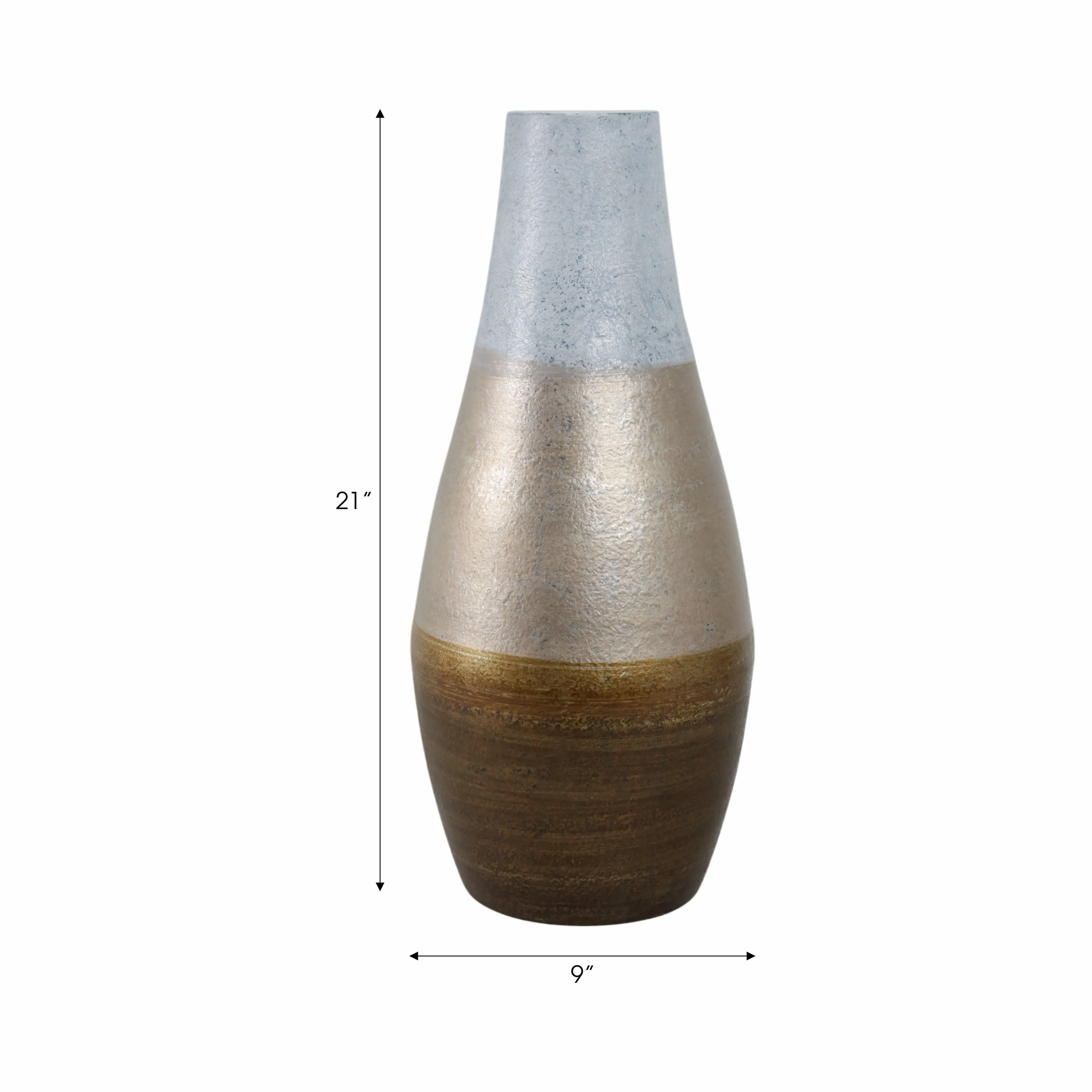 21"gold Ombre Metal Hourglss Vase,wht/gld