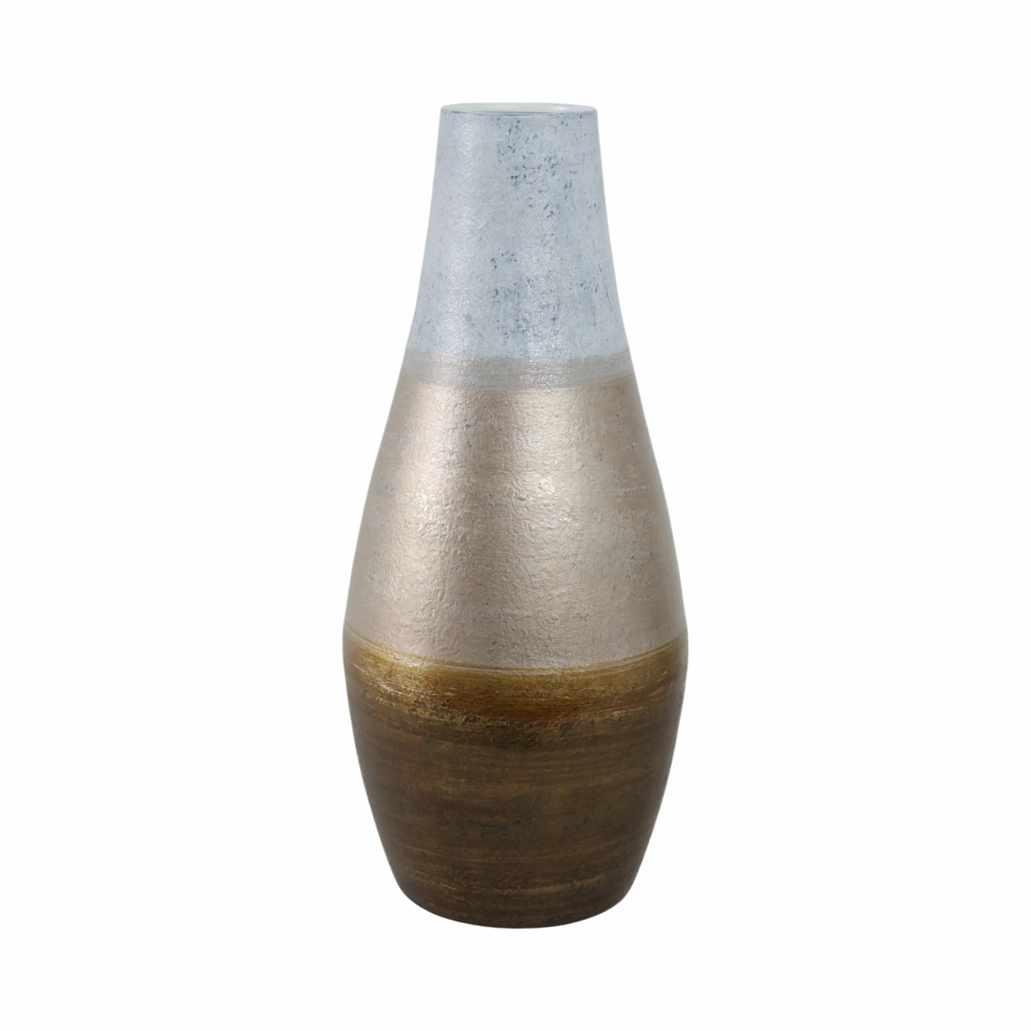 21"gold Ombre Metal Hourglss Vase,wht/gld