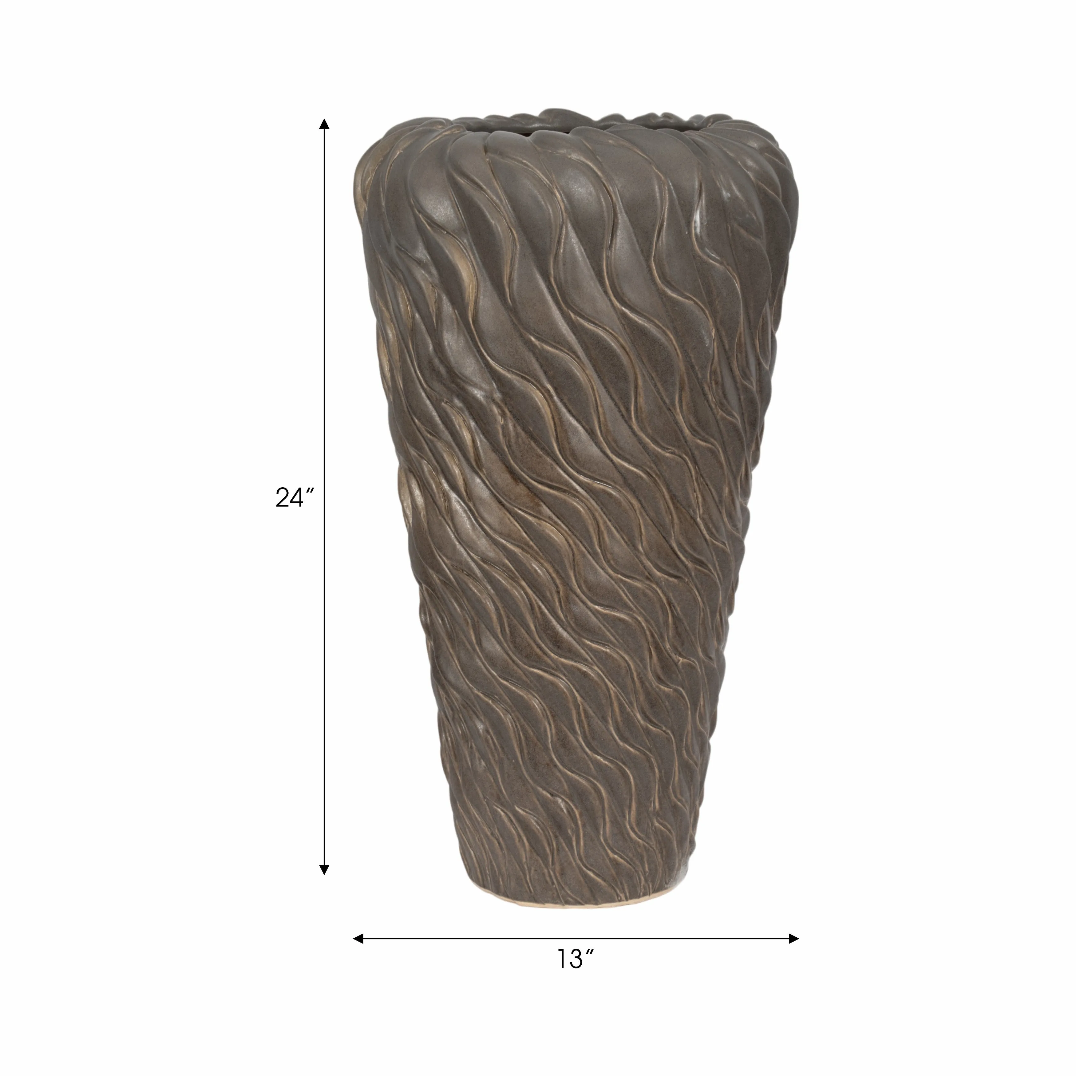 24" Devone Small Ceramic Brown Floor Vase