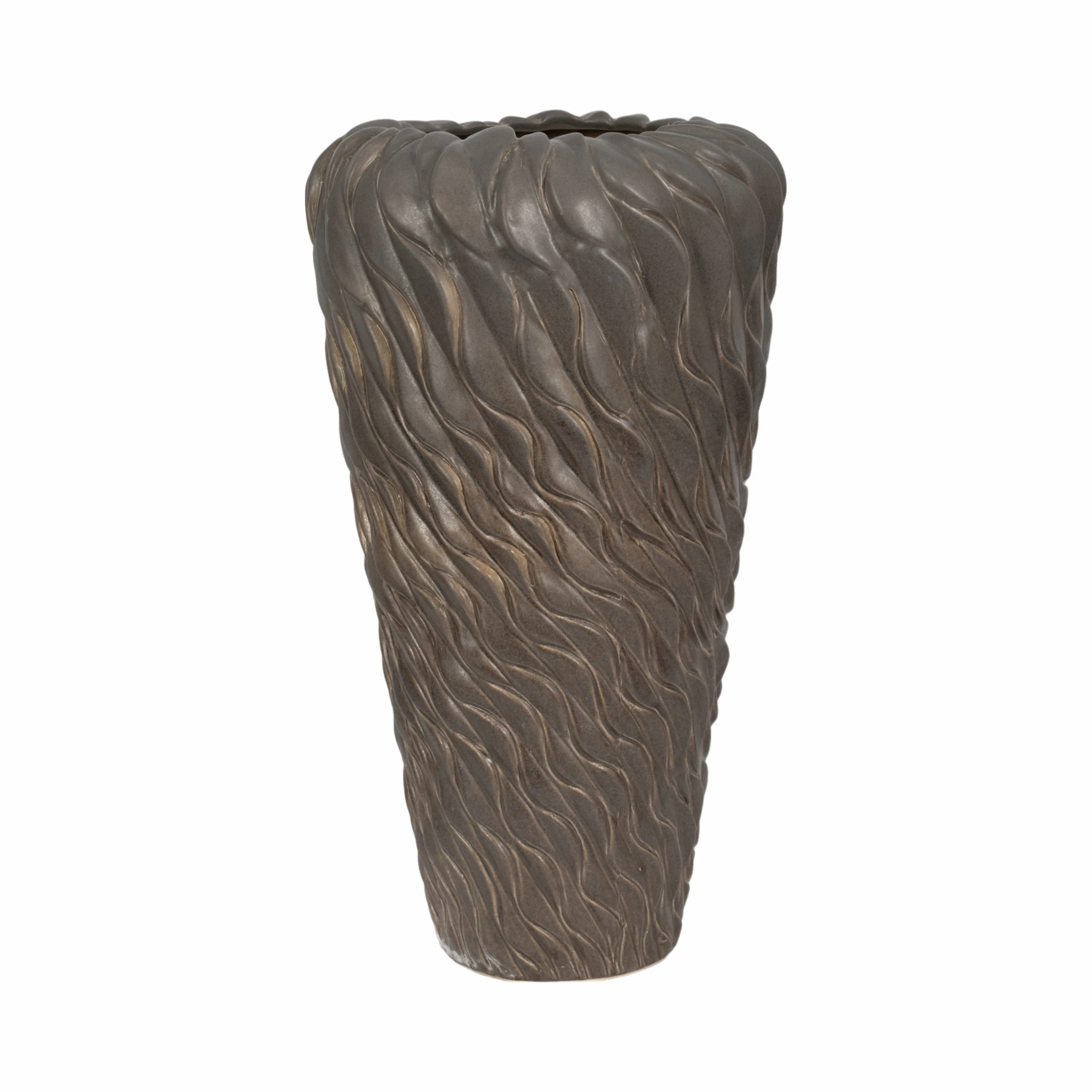 24" Devone Small Ceramic Brown Floor Vase