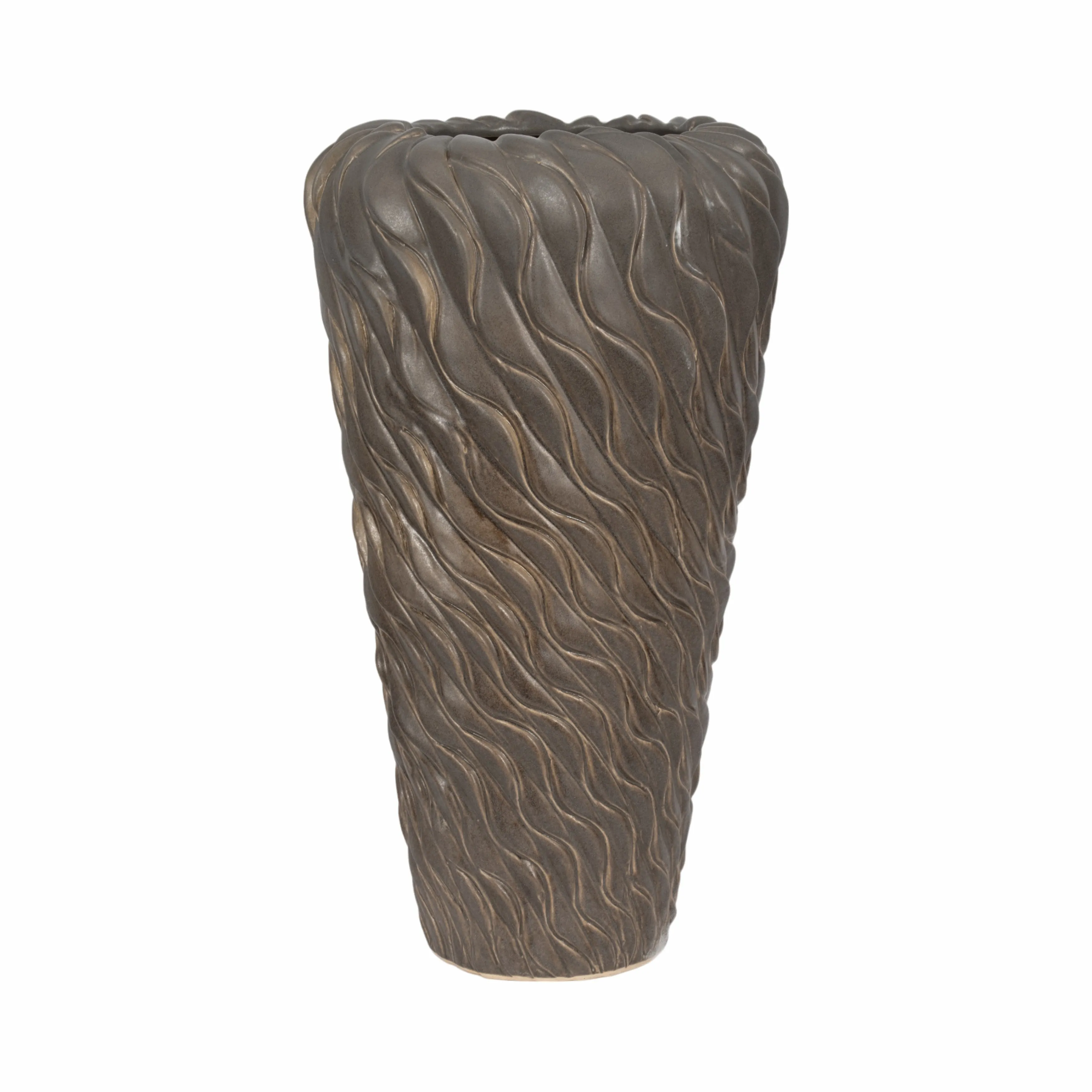 24" Devone Small Ceramic Brown Floor Vase