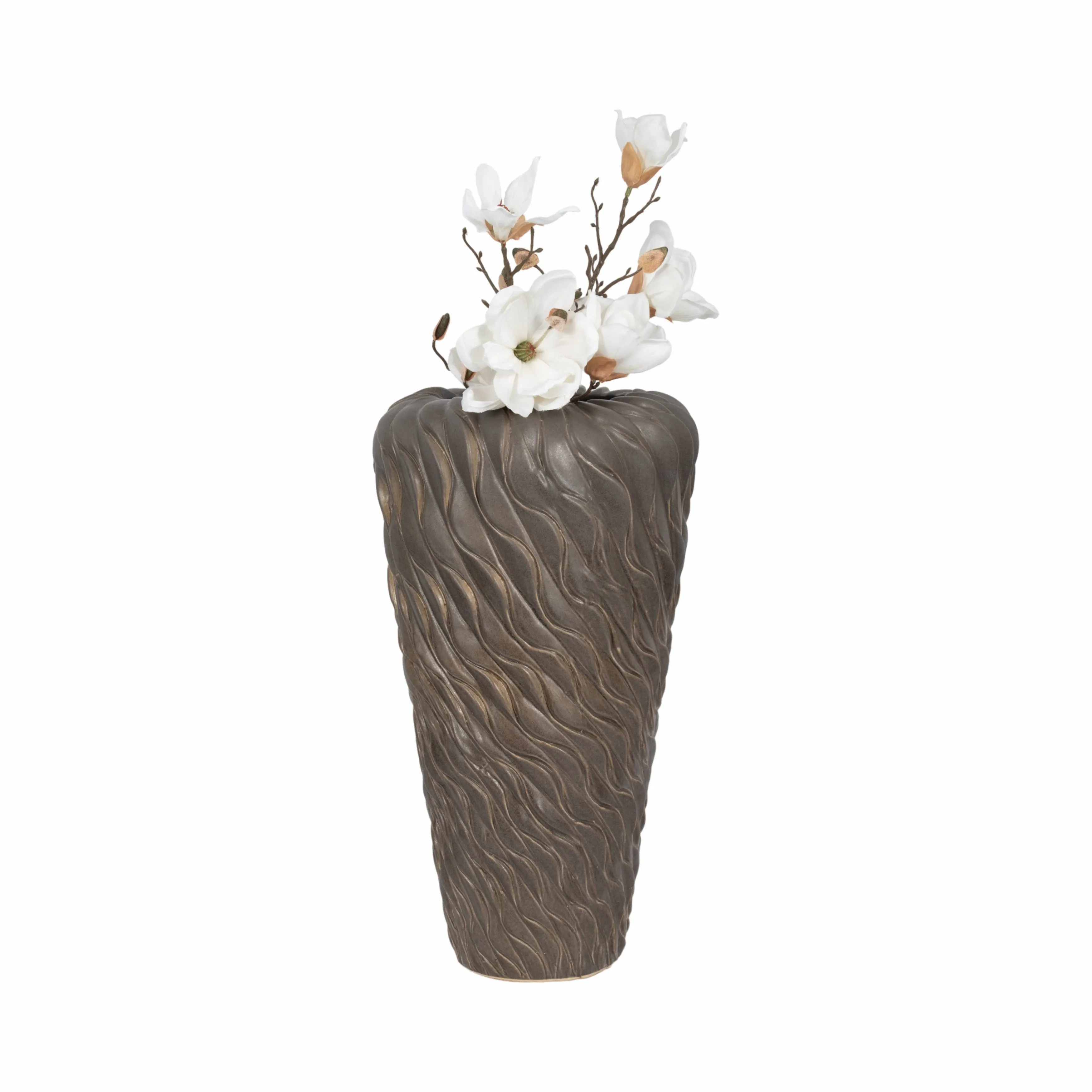 24" Devone Small Ceramic Brown Floor Vase