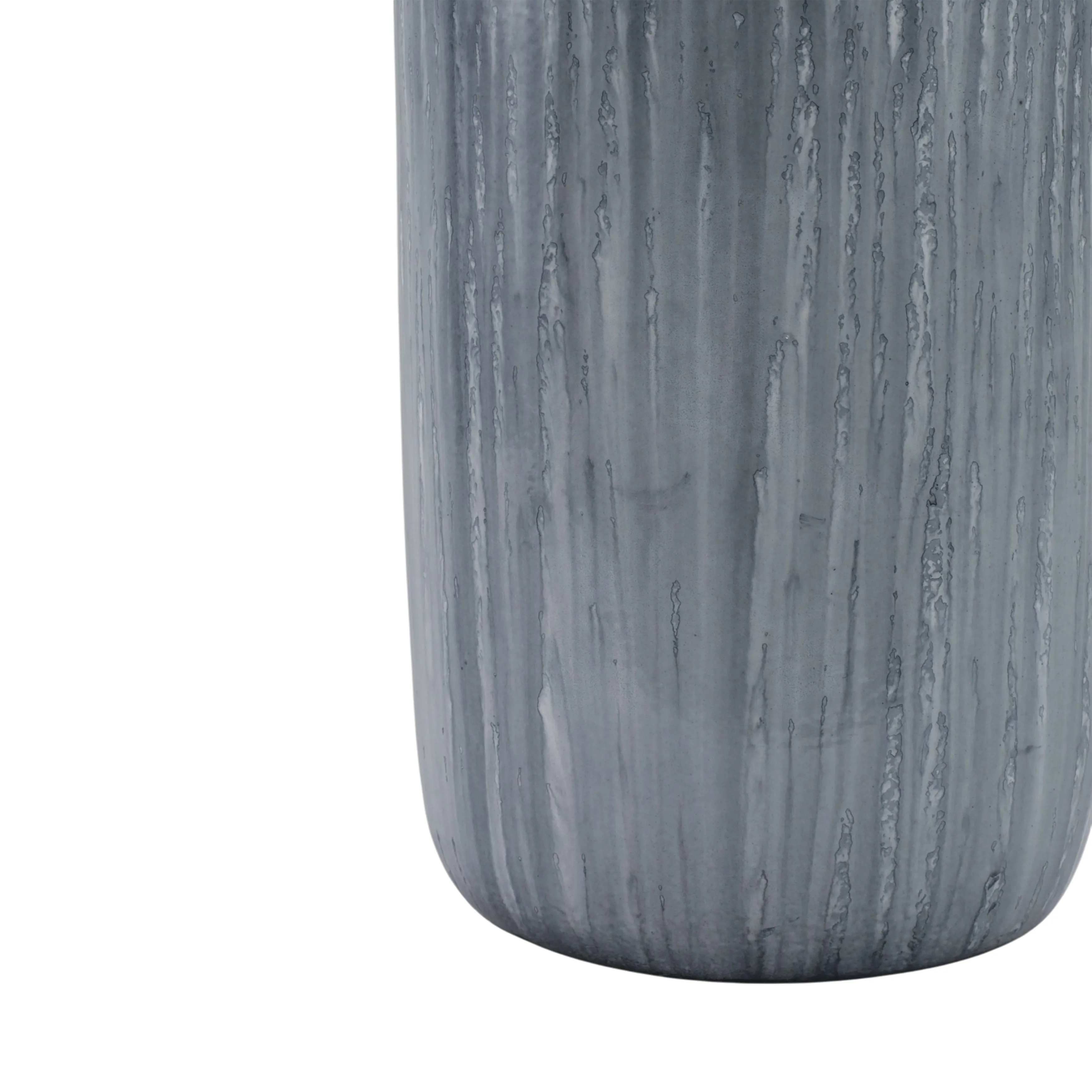 24" Vase With Rattan Handles Reactive Finish, Blue