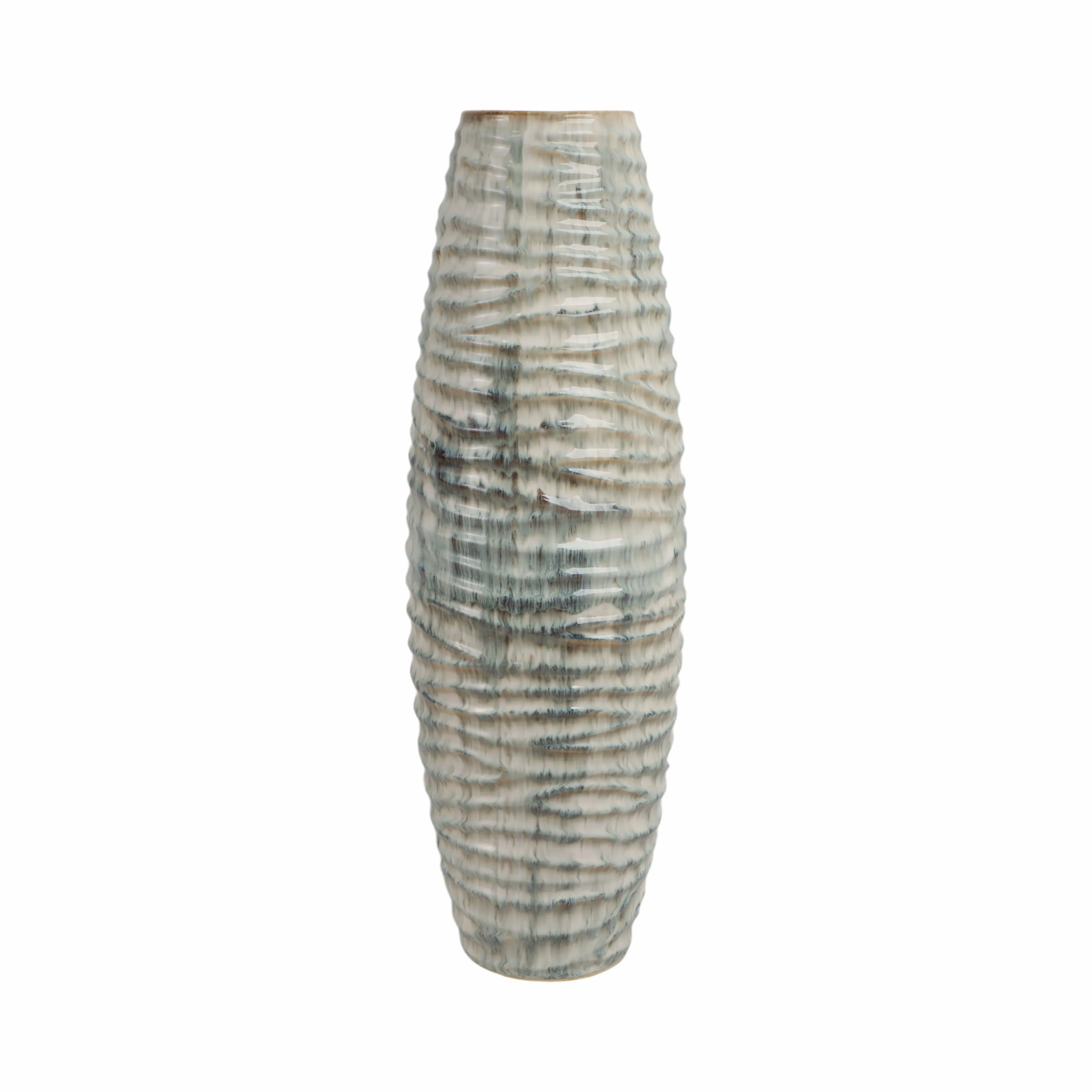 26" Decorah Small Cer Ribbed Vase
