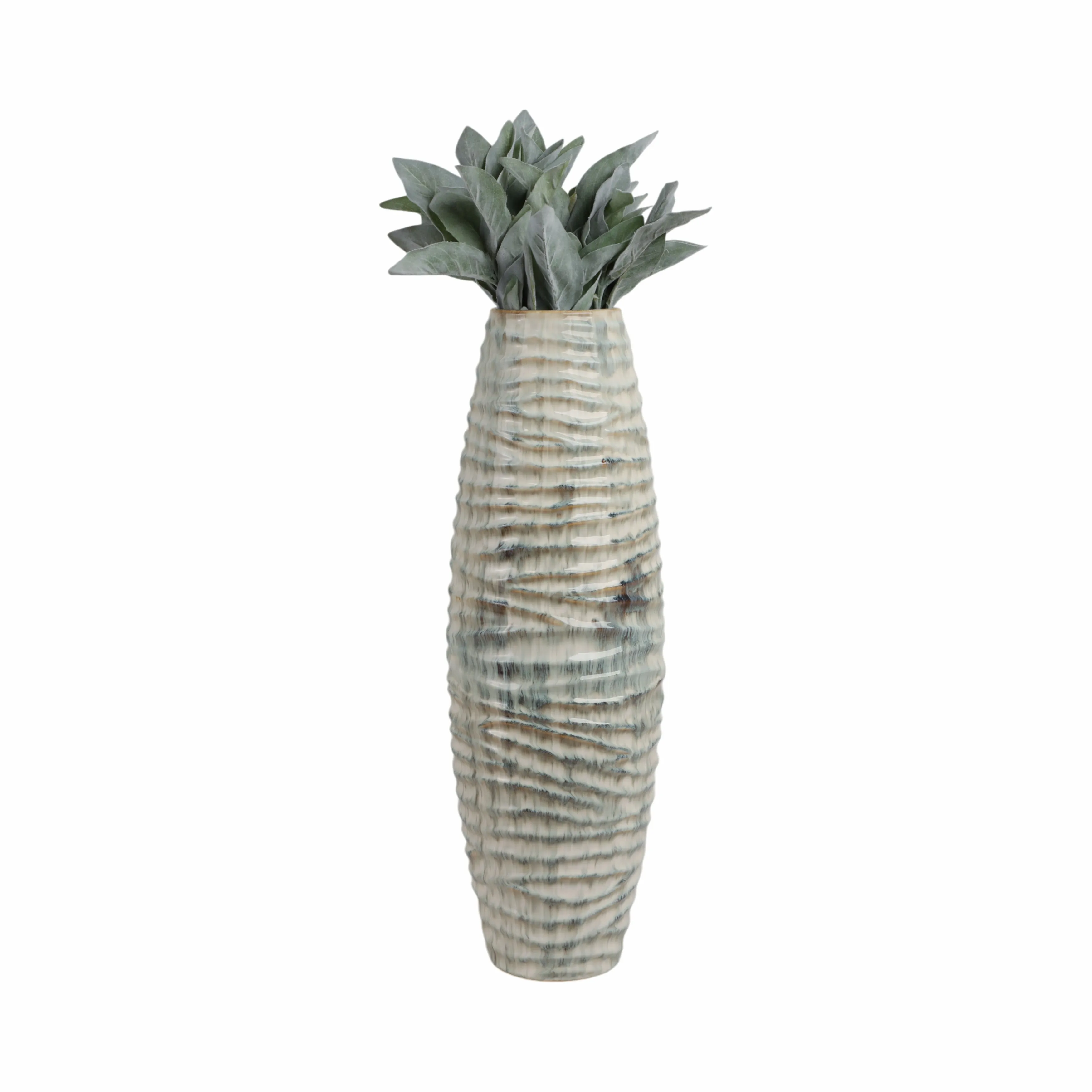26" Decorah Small Cer Ribbed Vase