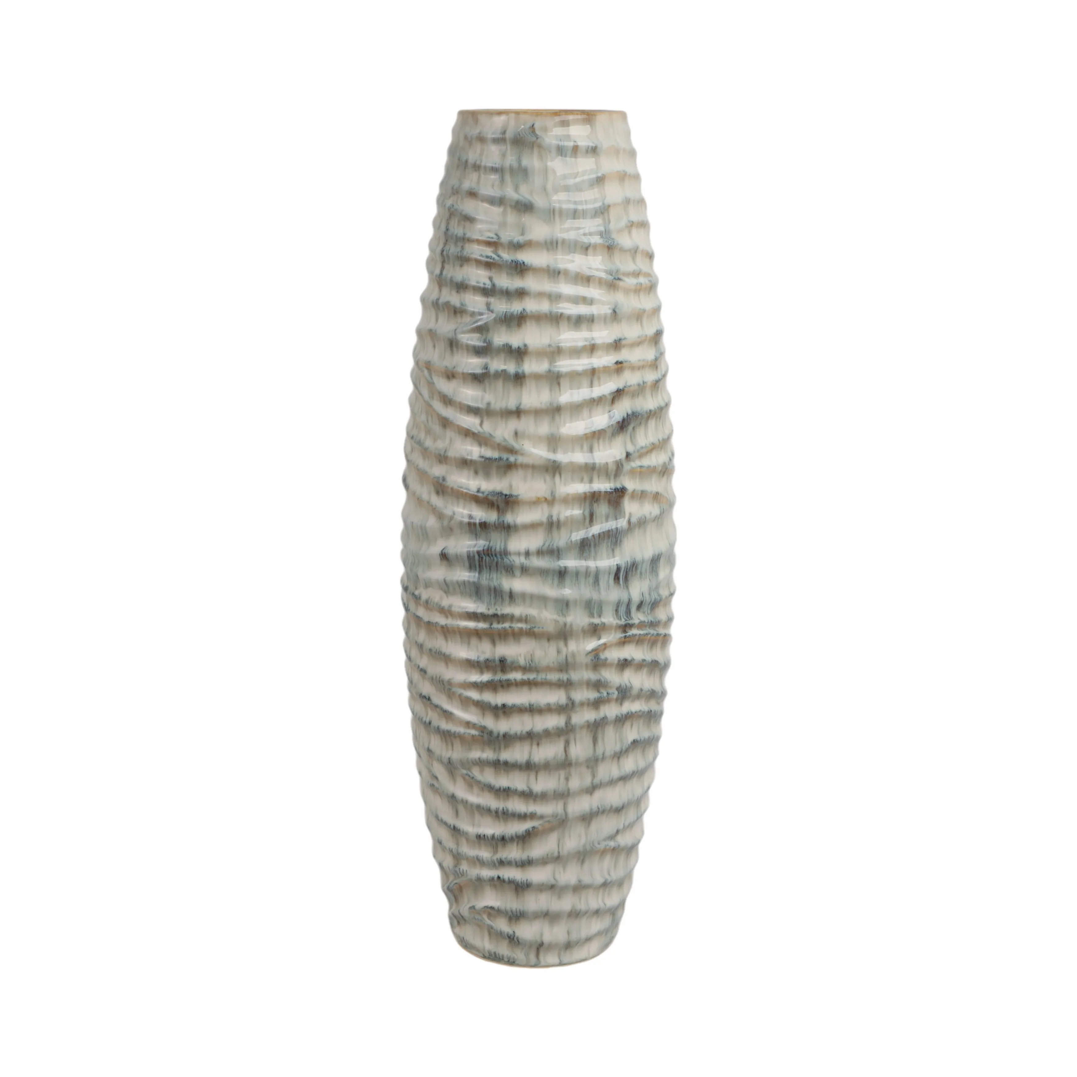 26" Decorah Small Cer Ribbed Vase