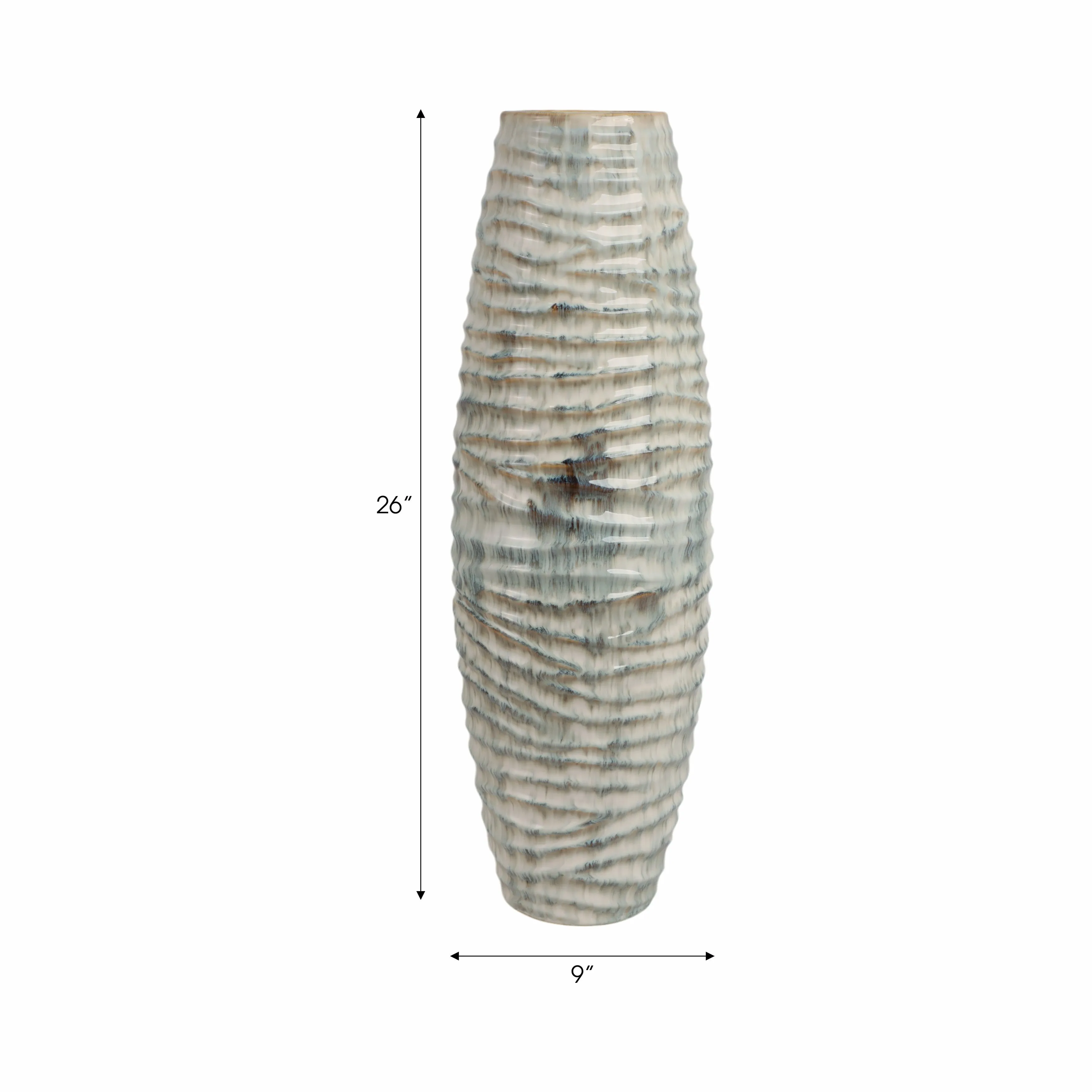 26" Decorah Small Cer Ribbed Vase