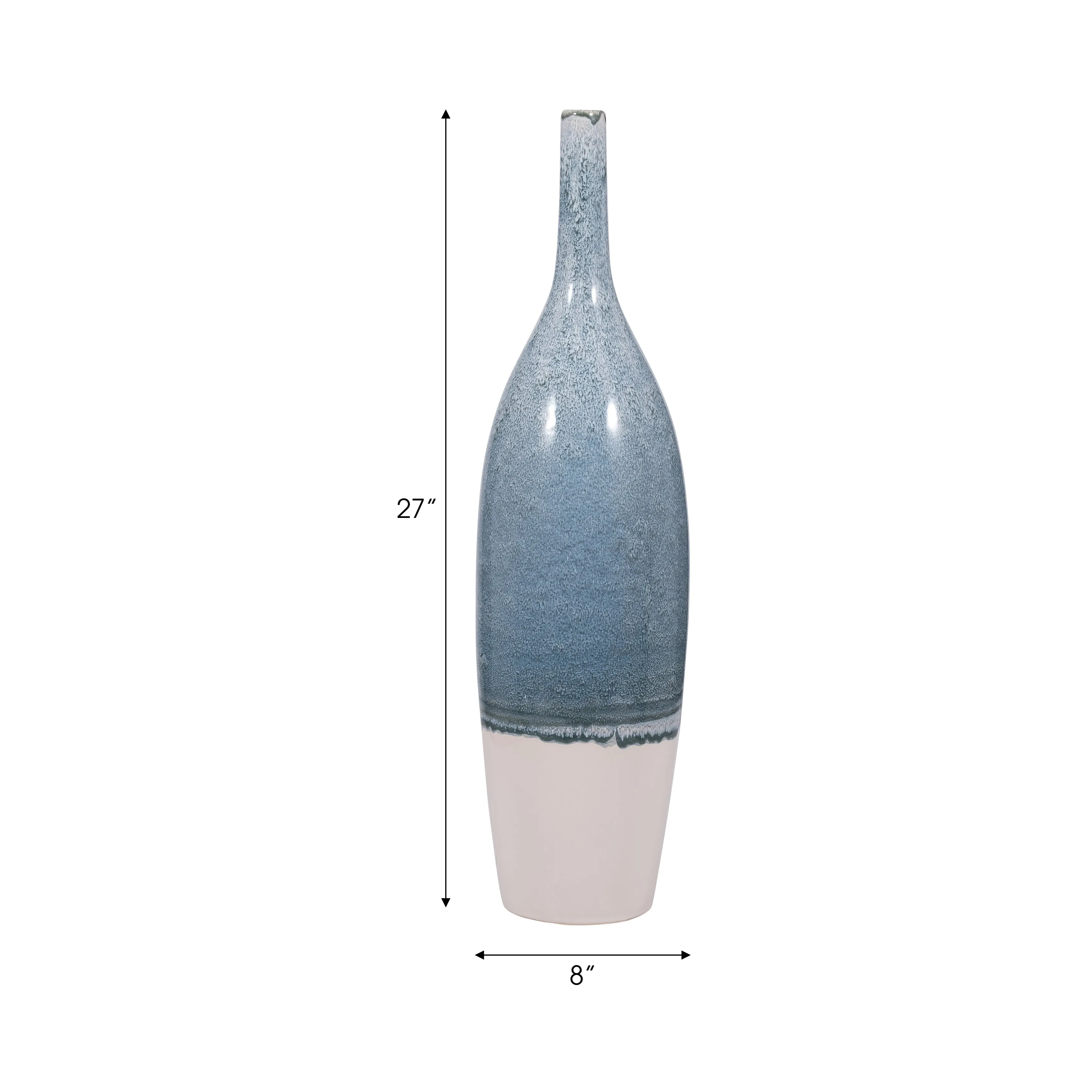 26" KASHION SMALL BLUE CERAMIC VASE
