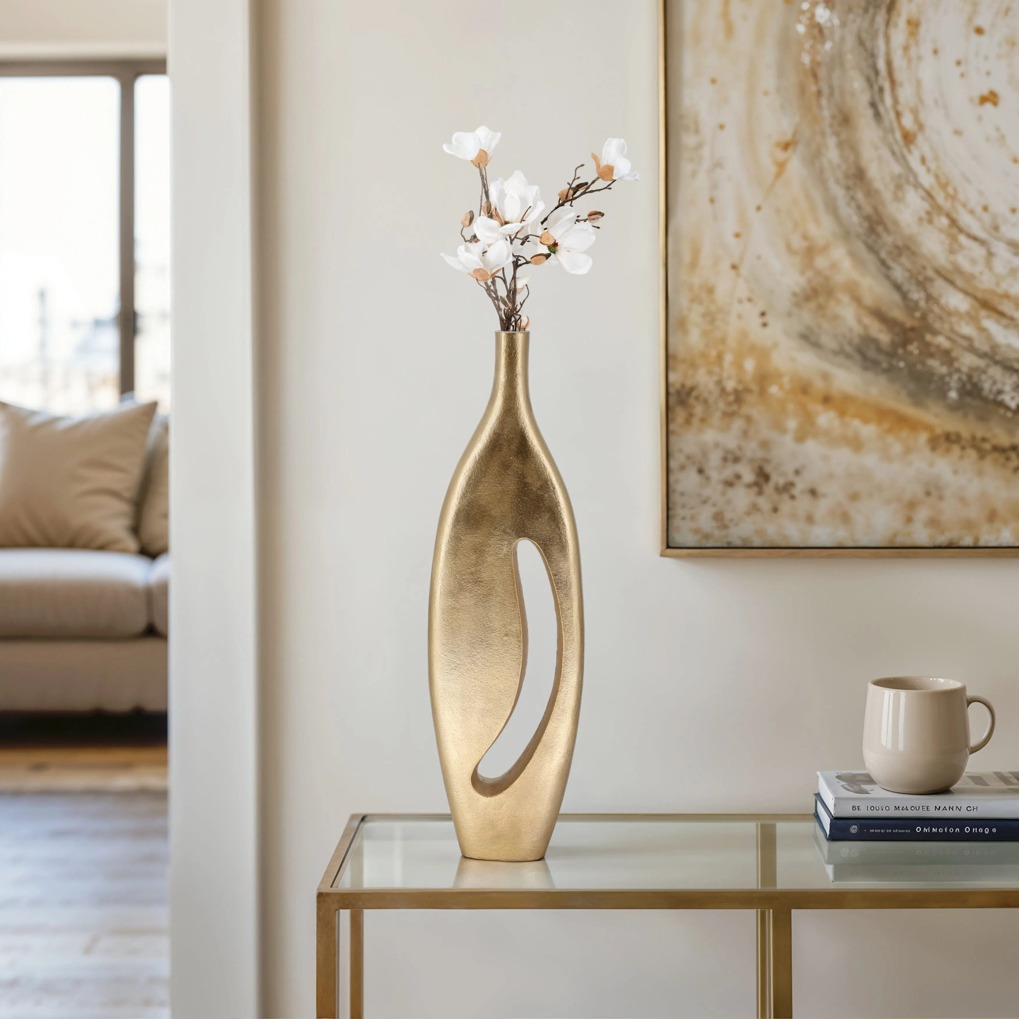 28" Carron Gold Metal Vase