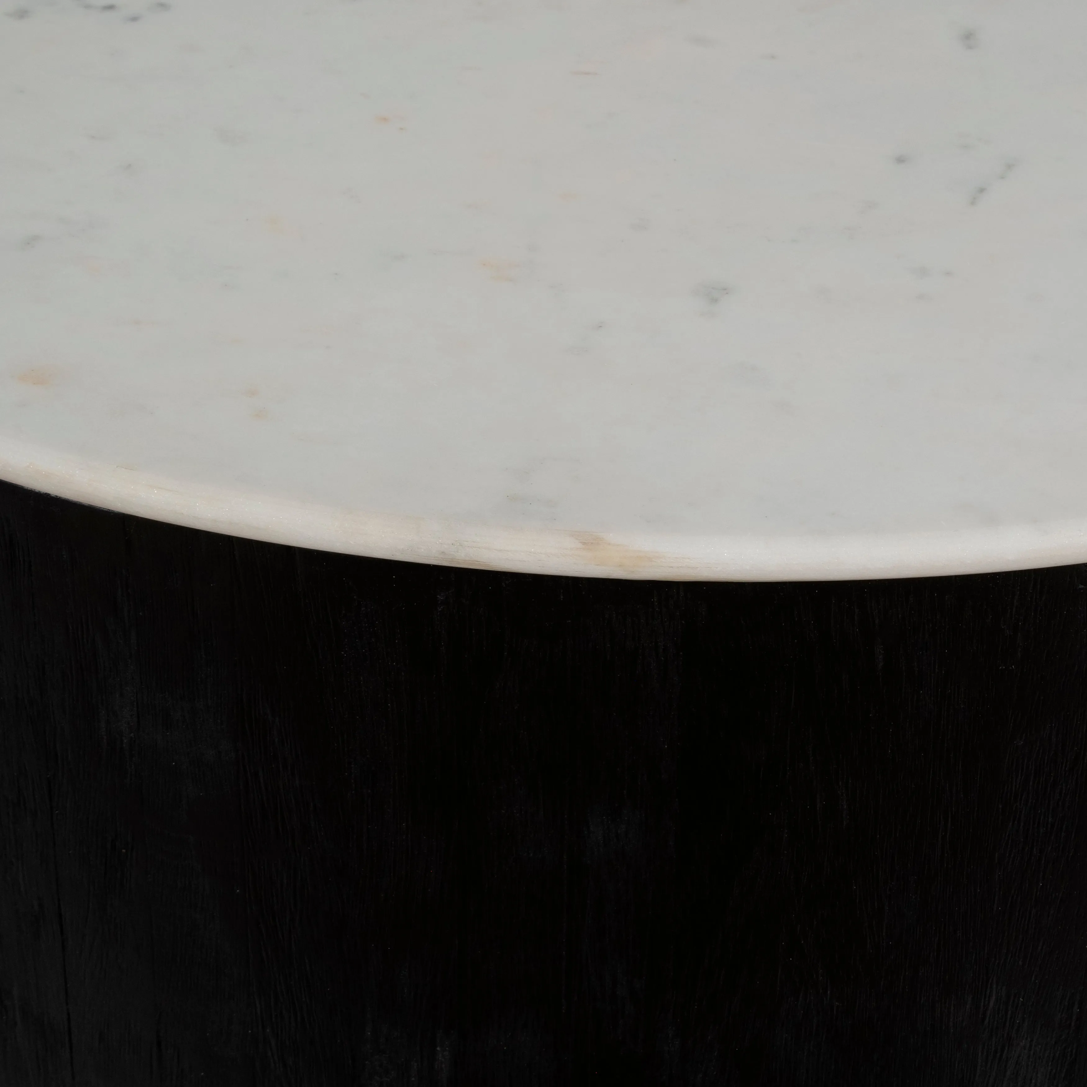 34" Gold Pedestal Coffee Table Marble Top, Wht/blk