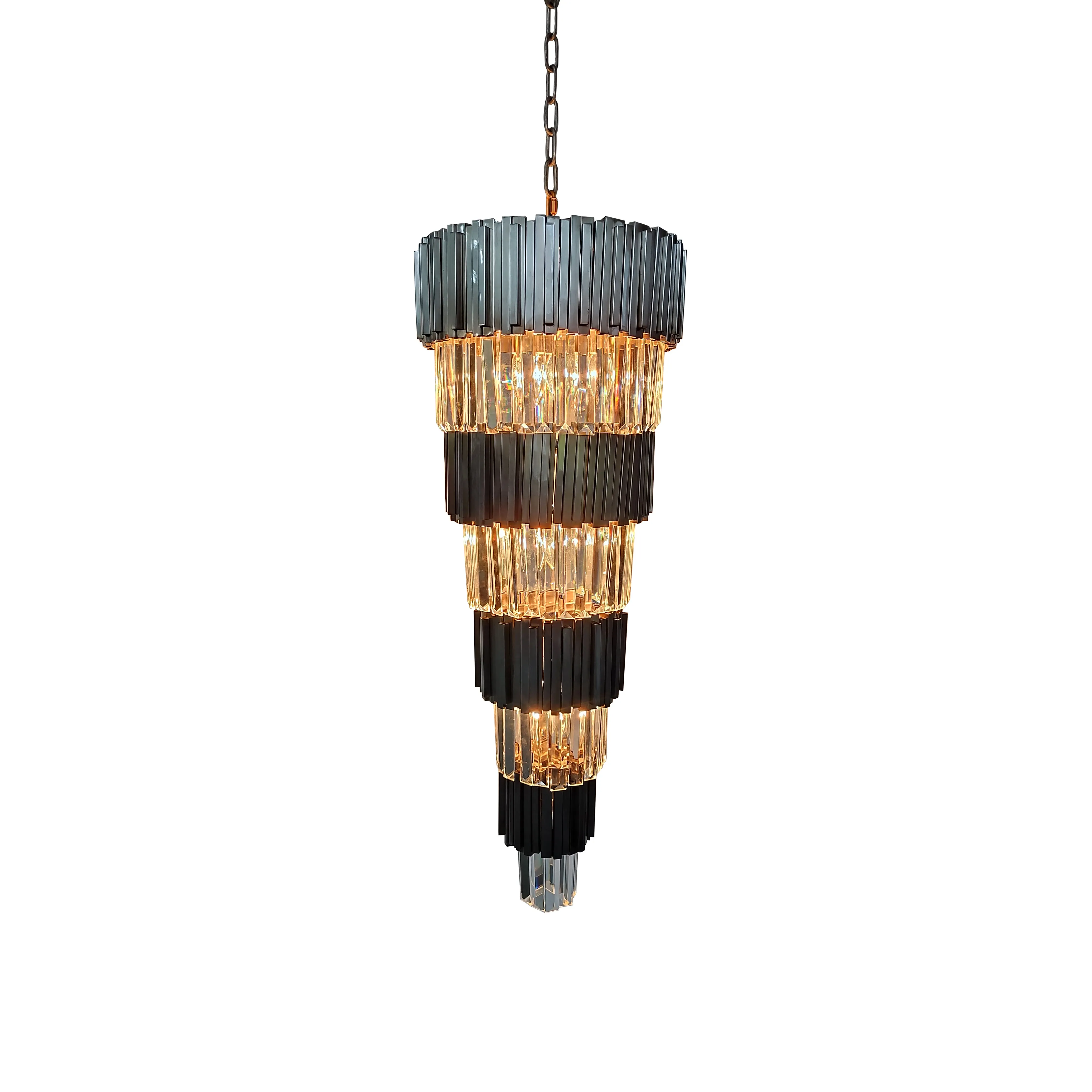 36"H METAL CRYSTAL CHANDELIER