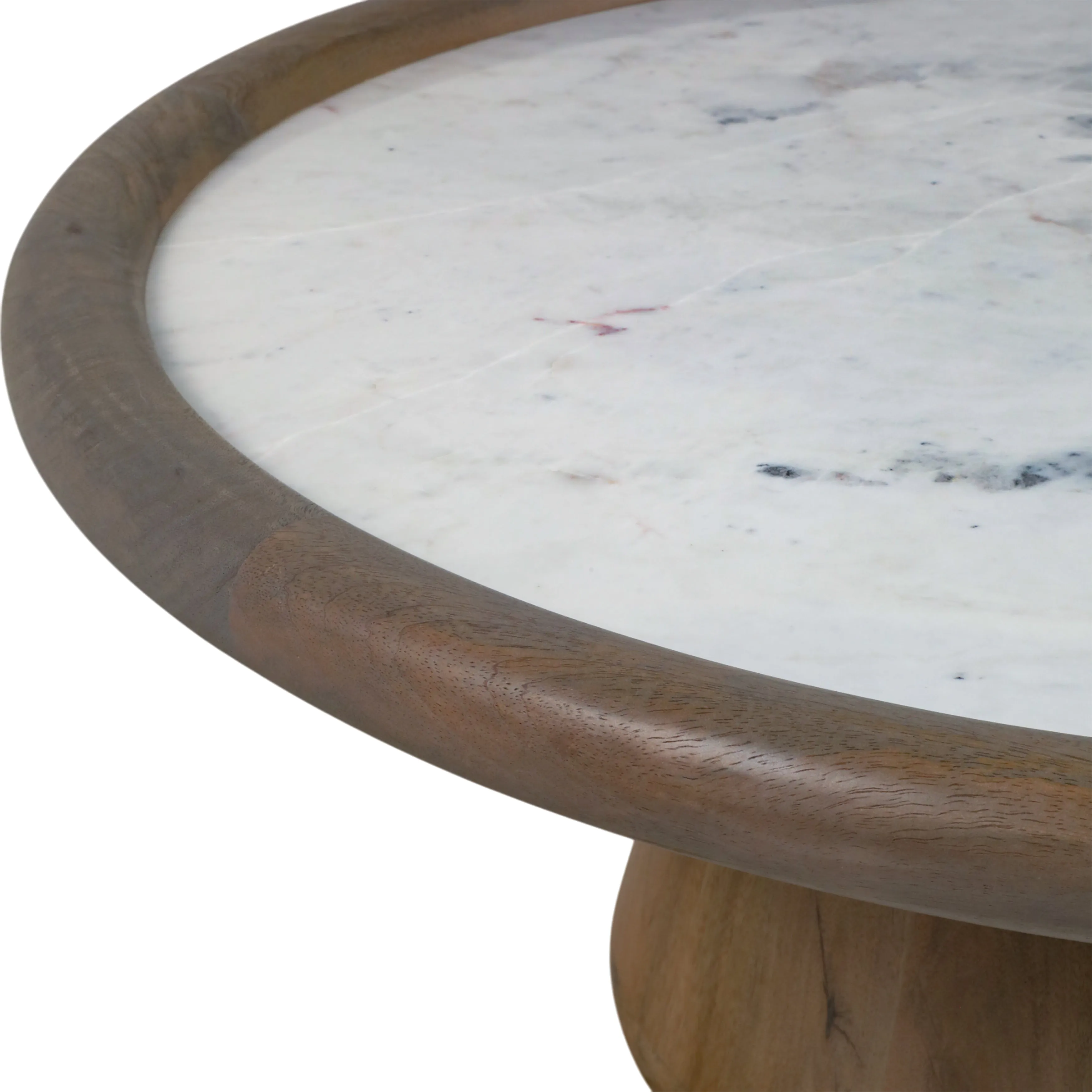 39" Aleena Wood And Marble Coffee Table, Brwn