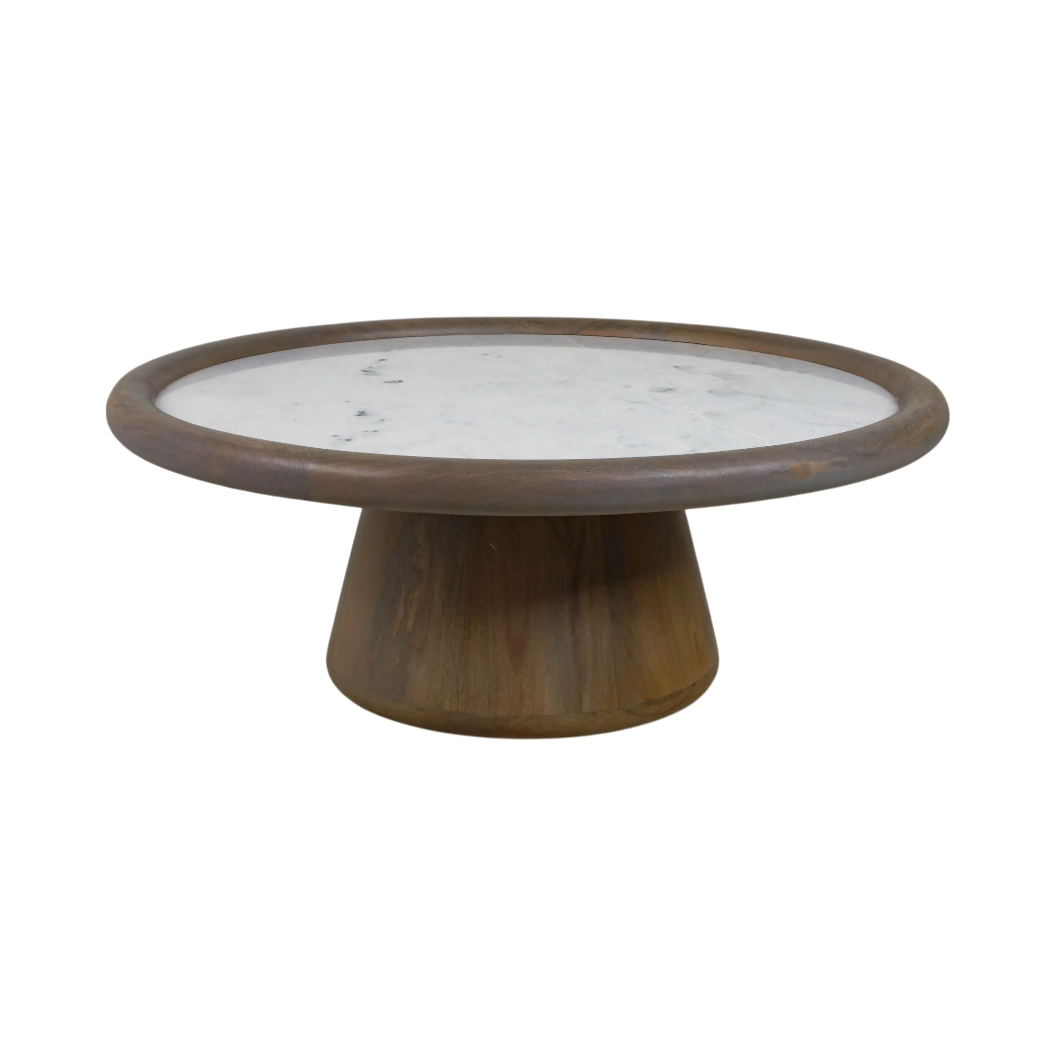 39" Aleena Wood And Marble Coffee Table, Brwn