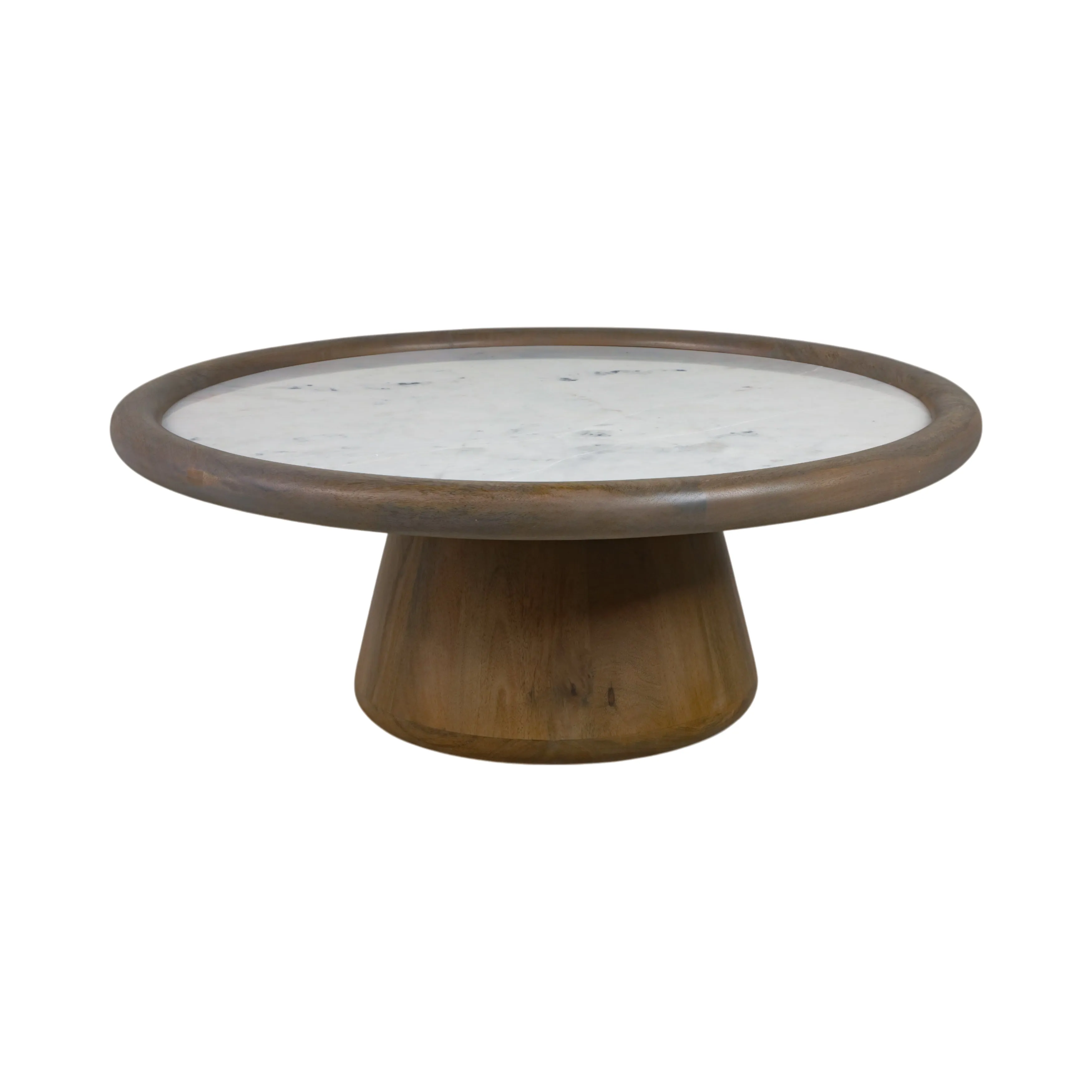 39" Aleena Wood And Marble Coffee Table, Brwn