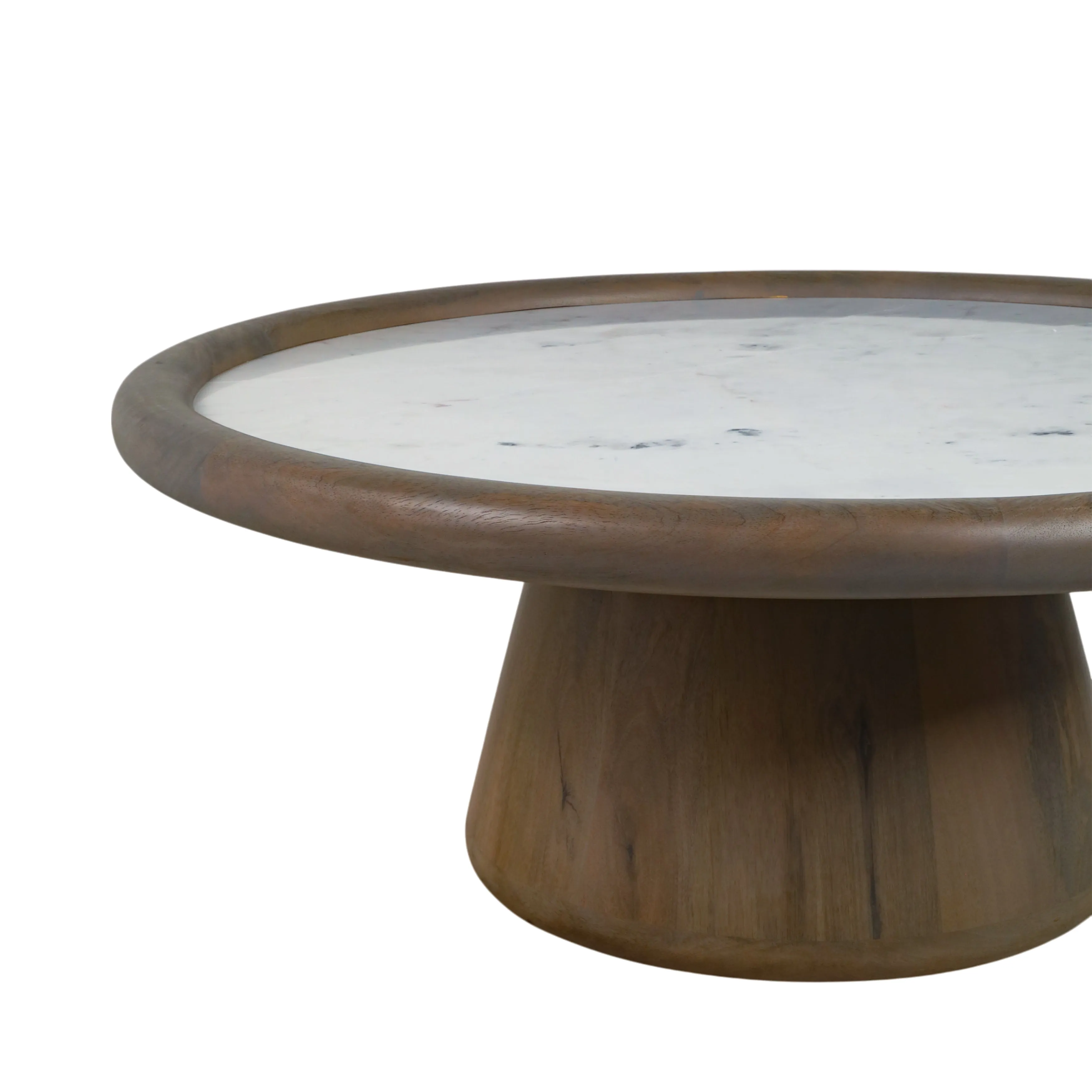 39" Aleena Wood And Marble Coffee Table, Brwn
