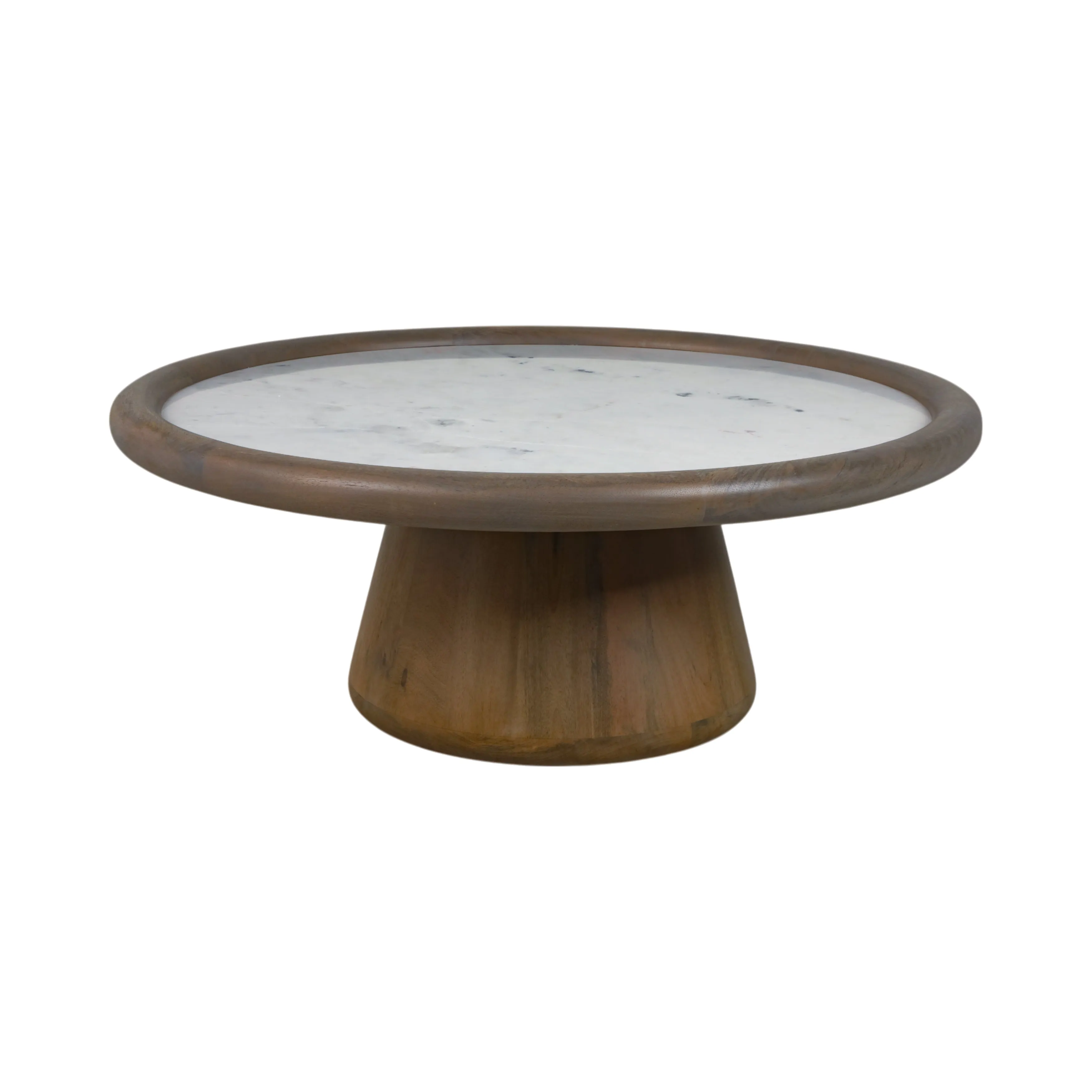 39" Aleena Wood And Marble Coffee Table, Brwn