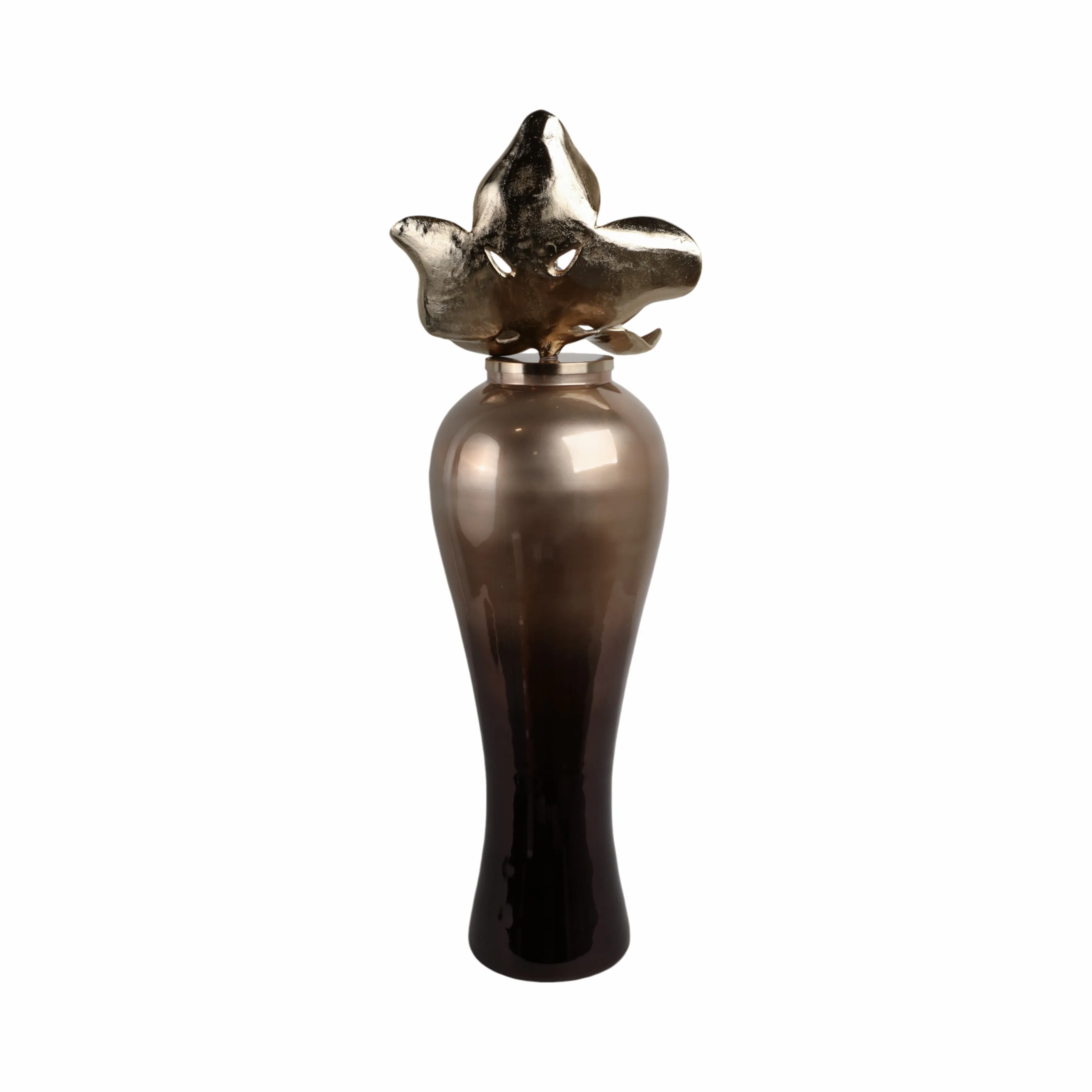 42"quincy Large Oversized Vase W/metal Flwer Toppr