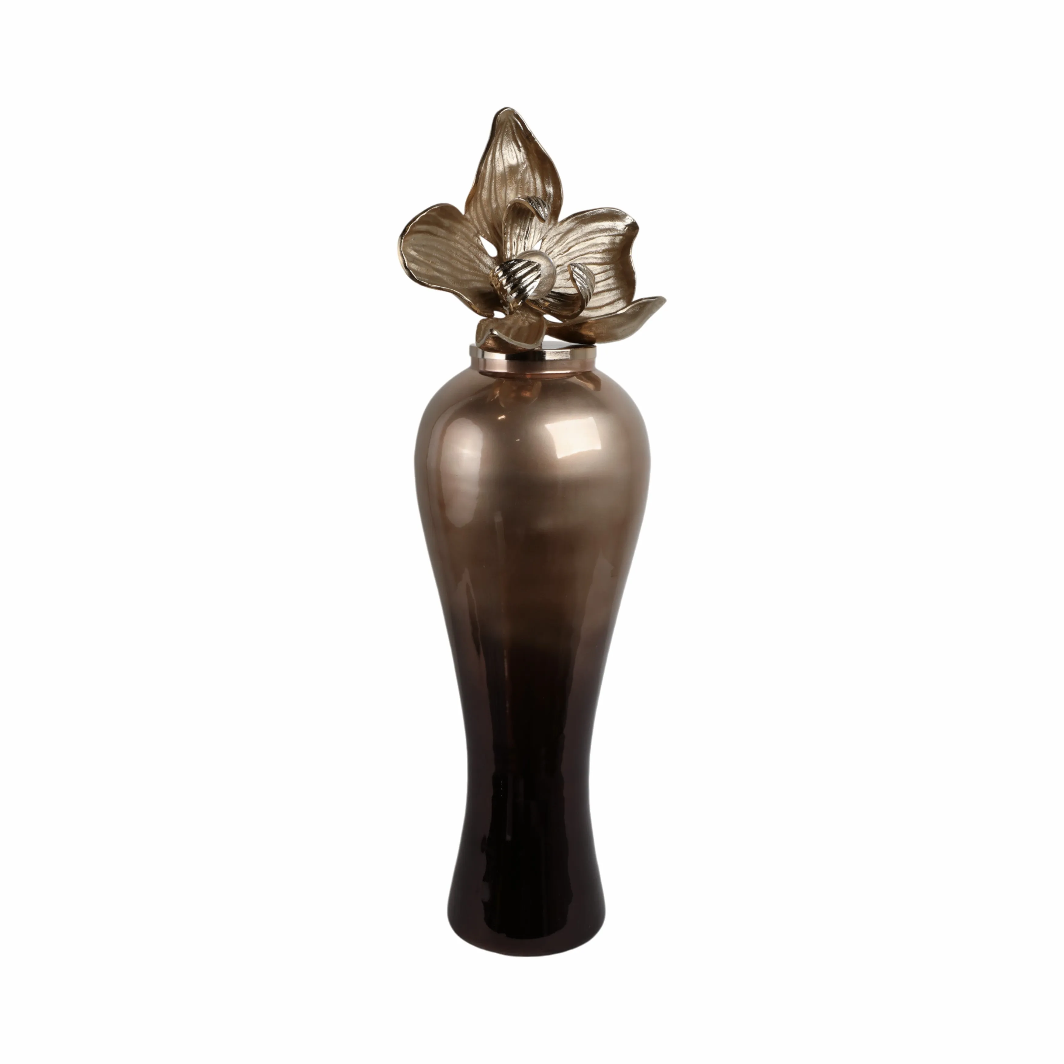 42"quincy Large Oversized Vase W/metal Flwer Toppr