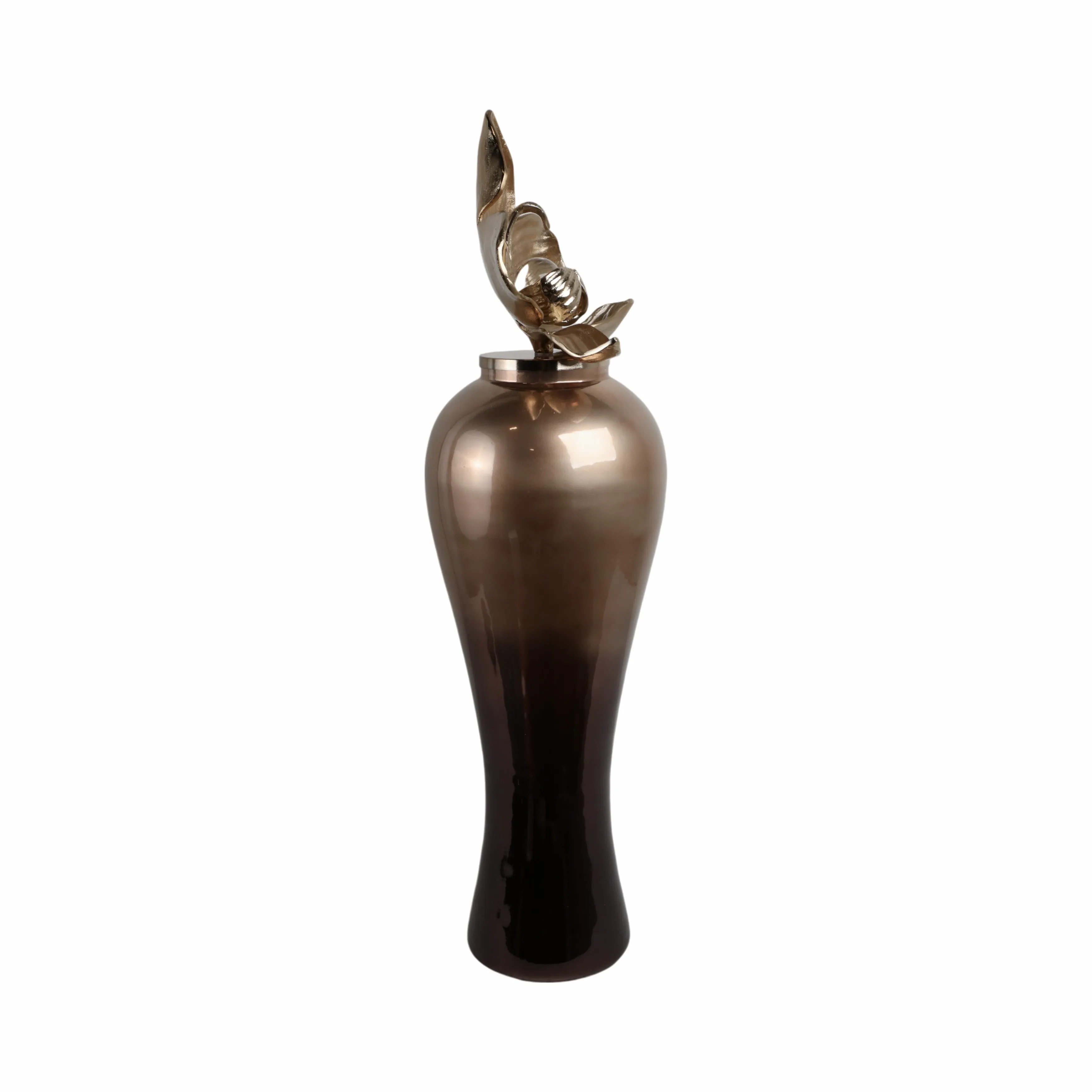 42"quincy Large Oversized Vase W/metal Flwer Toppr