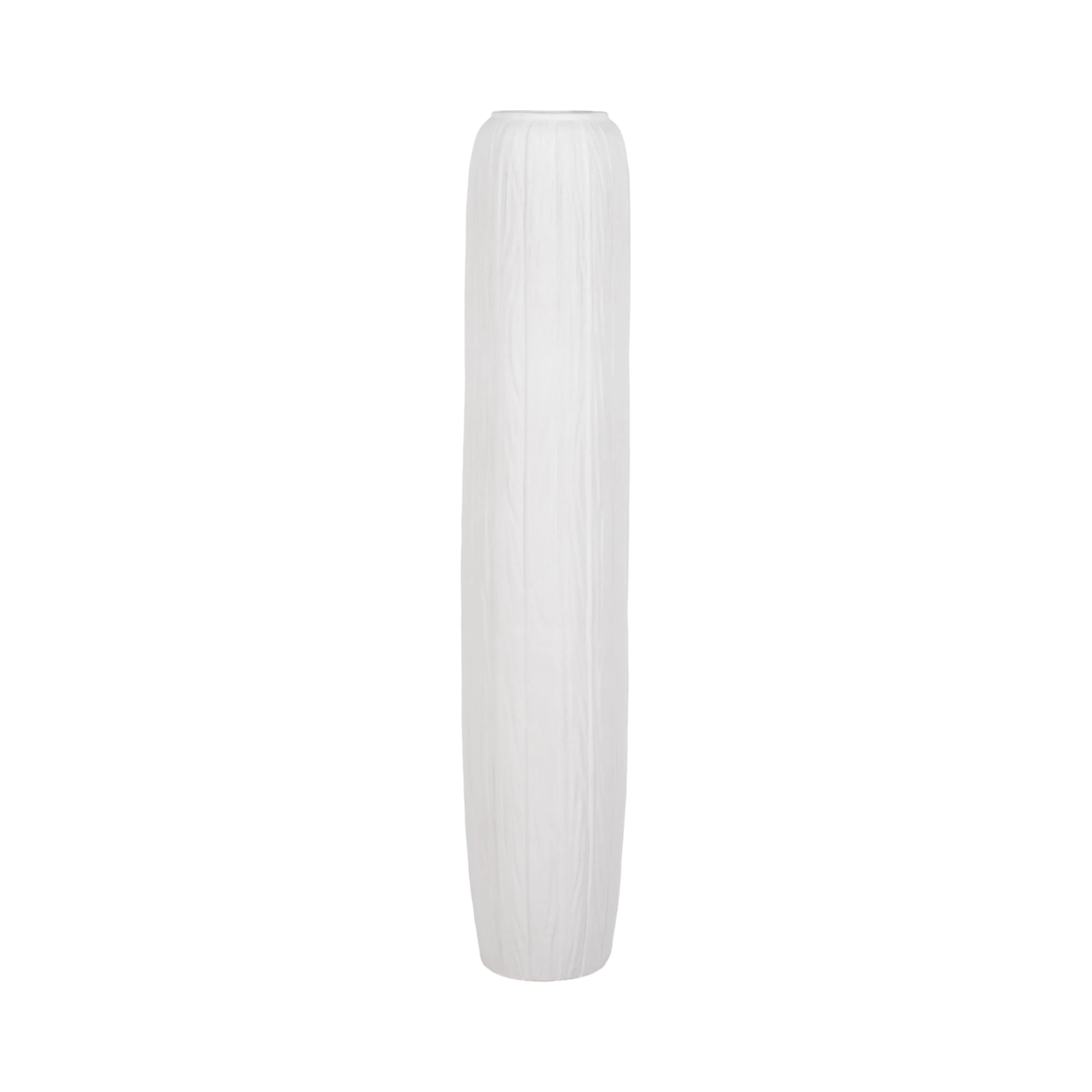 48" Rough Cylinder Floor Vase, White