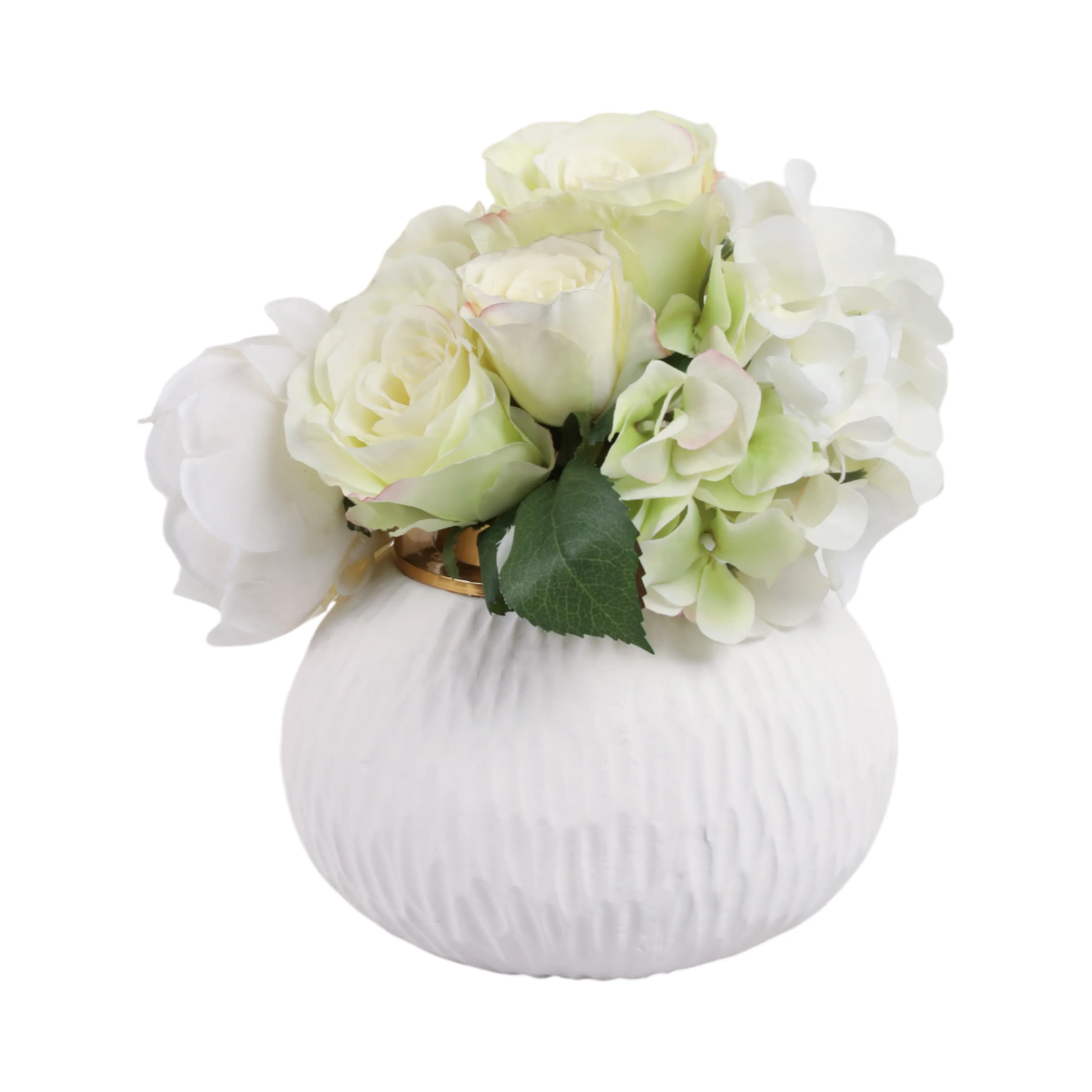 6" Zurich Small Ecomix And Metal Vase, Wht/gld