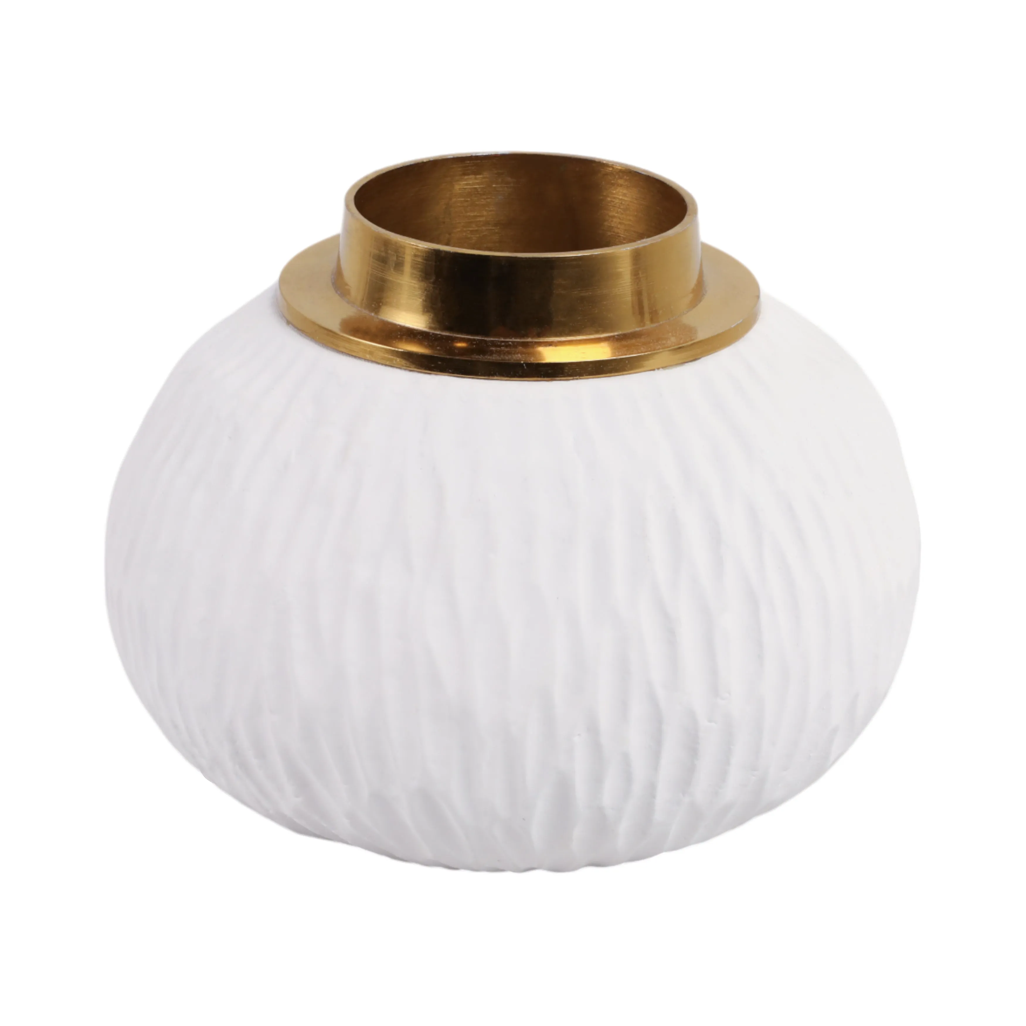 6" Zurich Small Ecomix And Metal Vase, Wht/gld