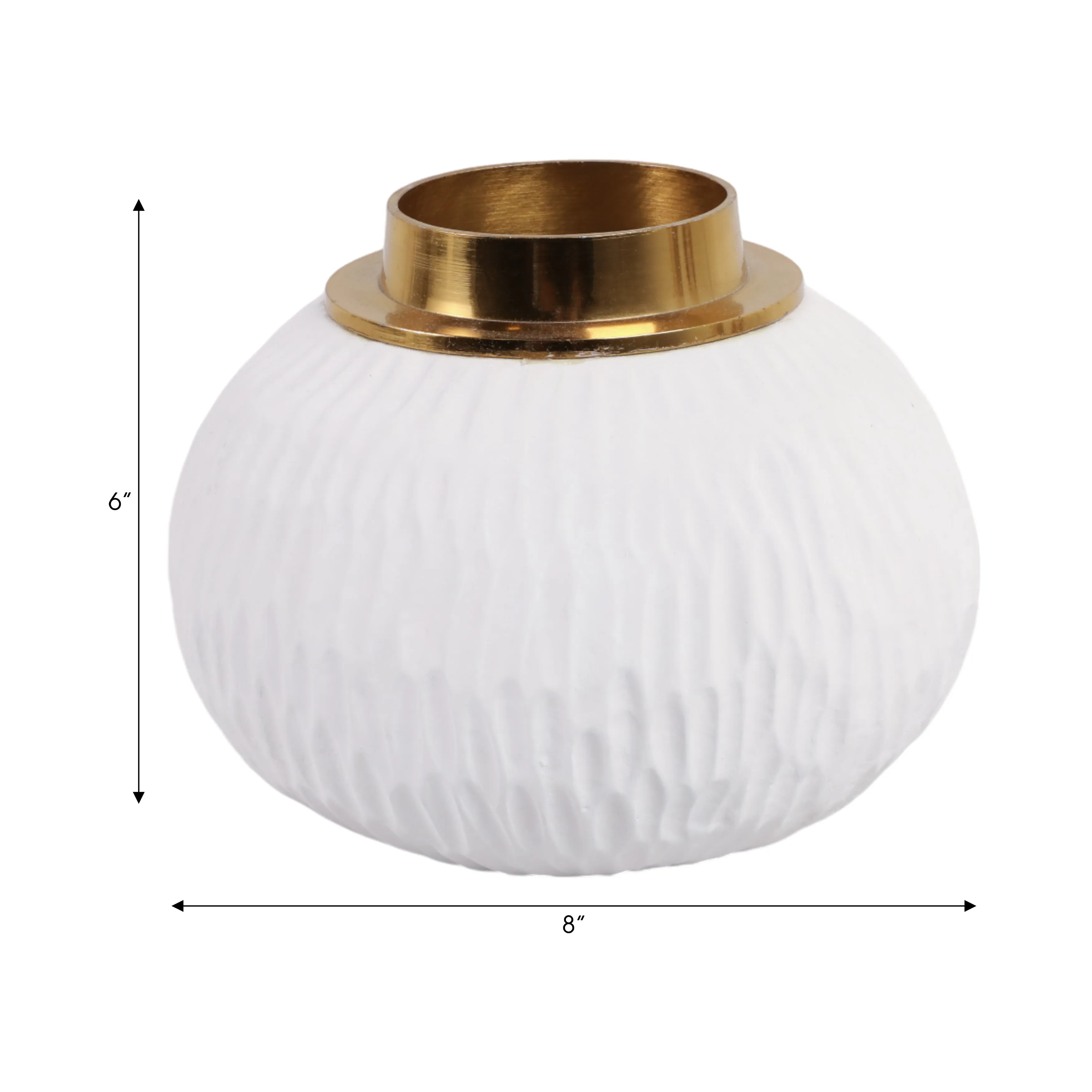 6" Zurich Small Ecomix And Metal Vase, Wht/gld