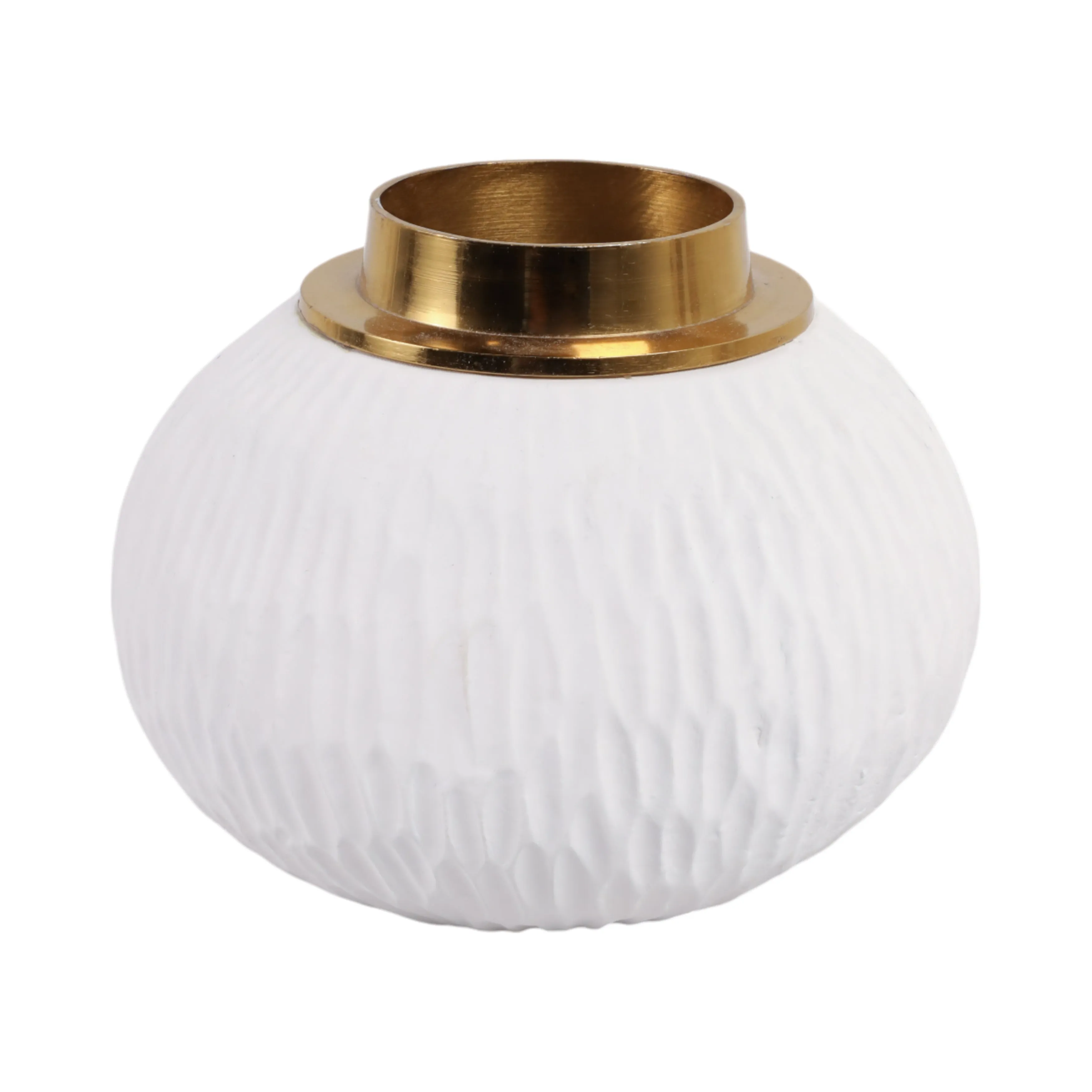6" Zurich Small Ecomix And Metal Vase, Wht/gld
