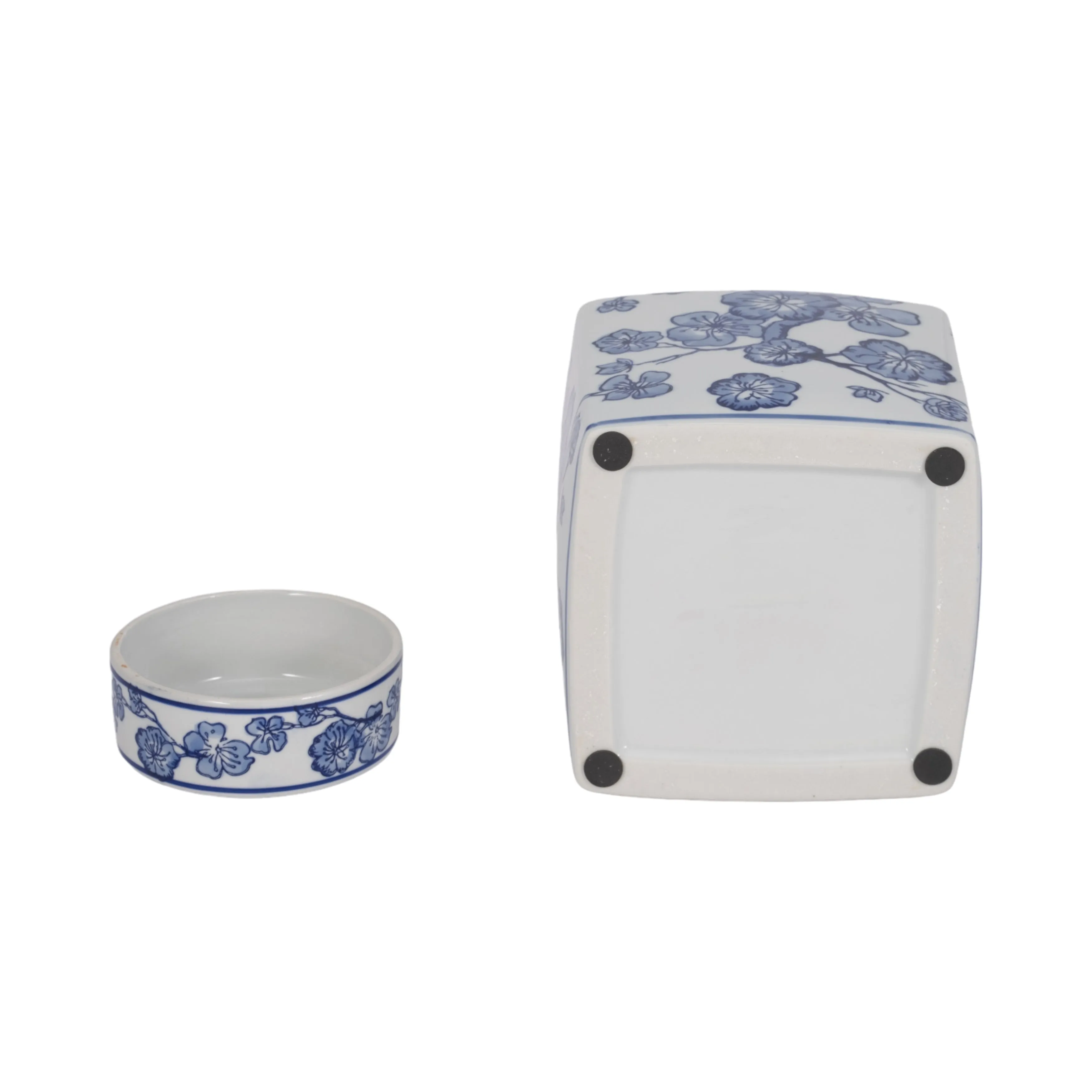 8" Cherry Blossom Chinoiserie Jar, Blue/white