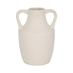9" Jug Vase W/ Handle Rough Texture, Ivory