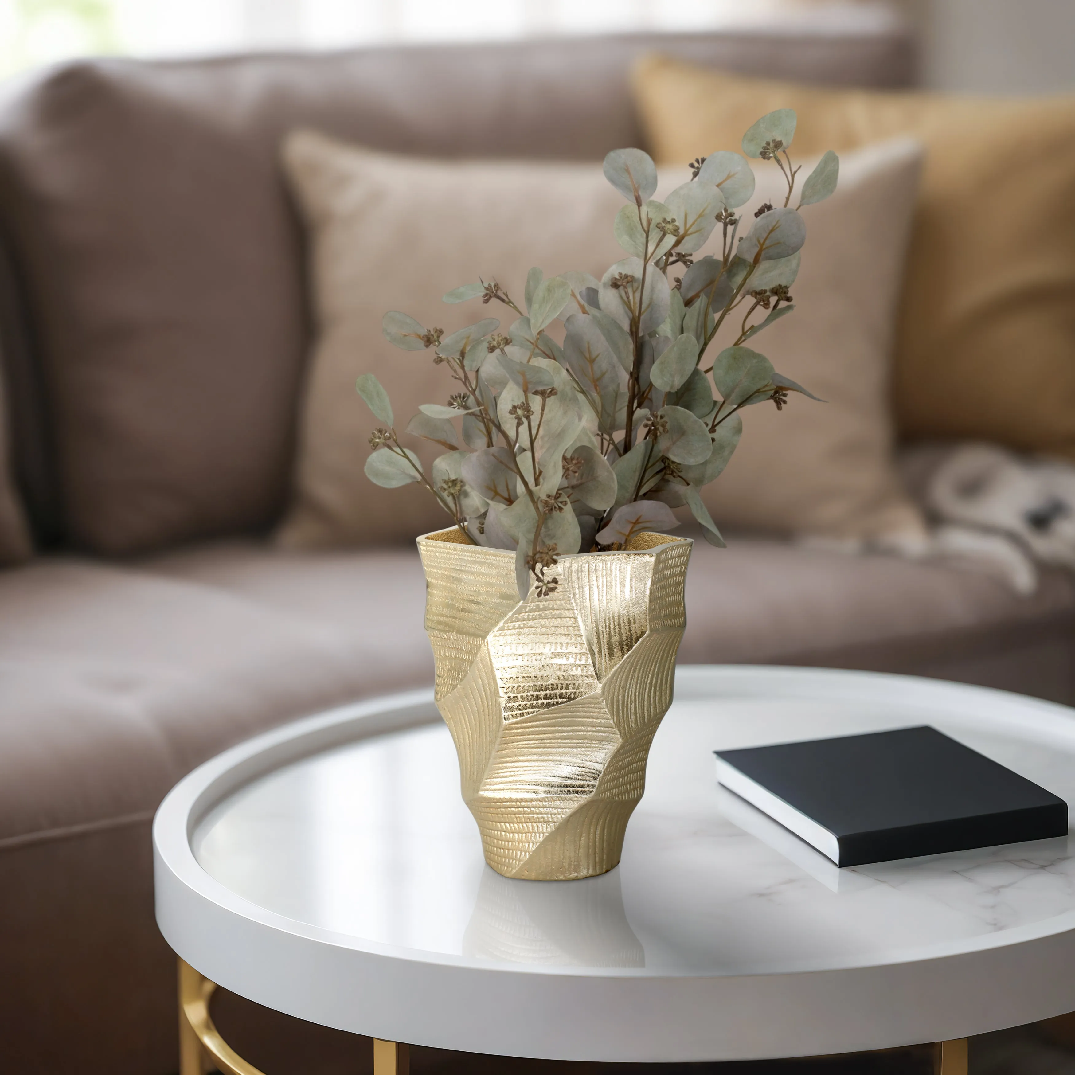 9" Juneau Smallgold Metal Vase