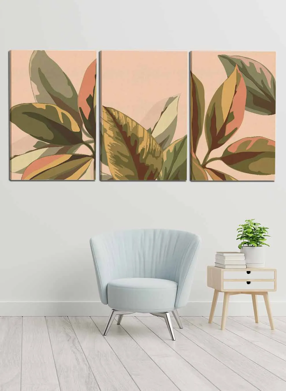 Abstract Botanical Leaves Paintings(set of 3)