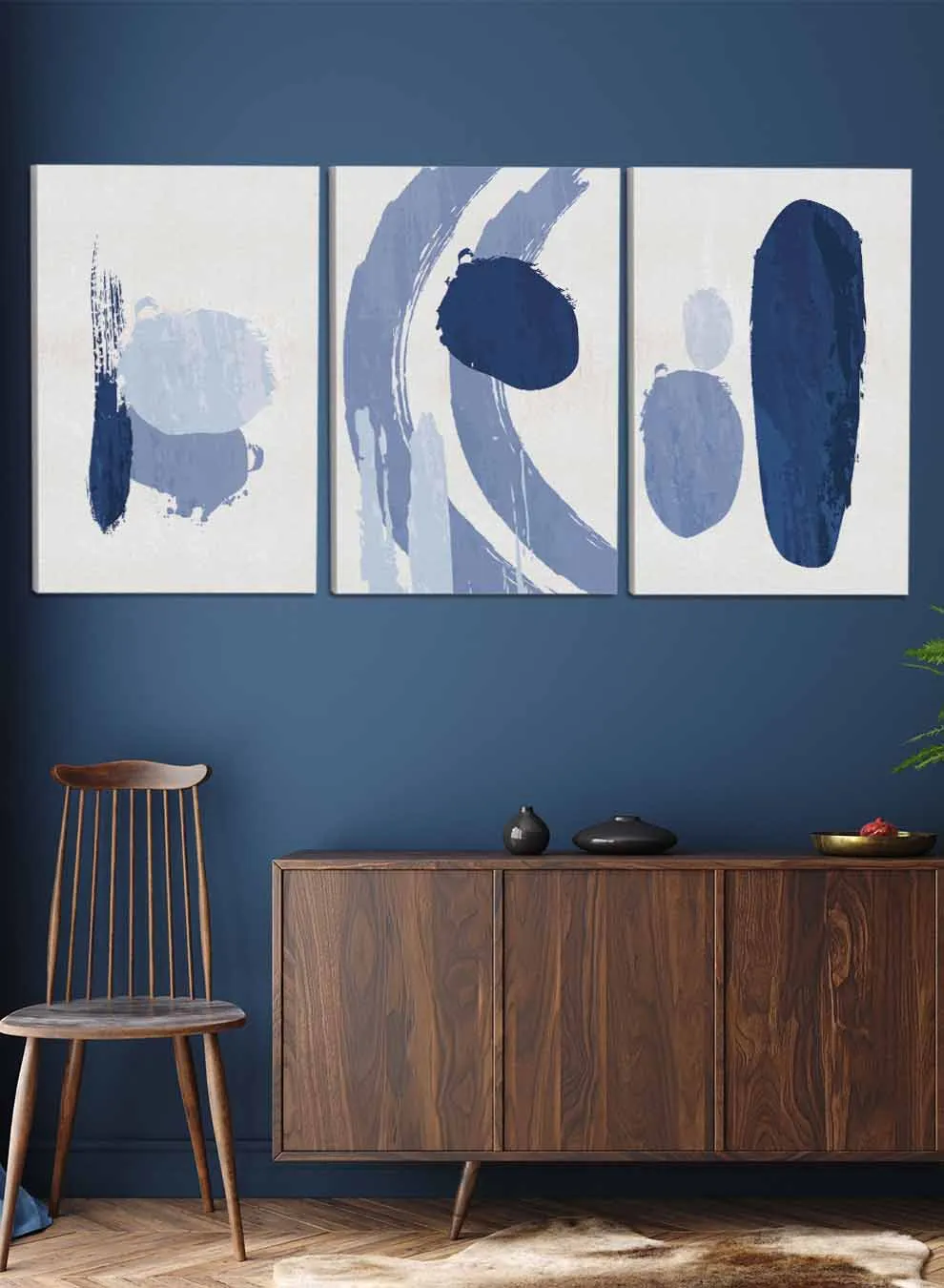 Abstract Brush Hand Drawn Paintings(set of 3)