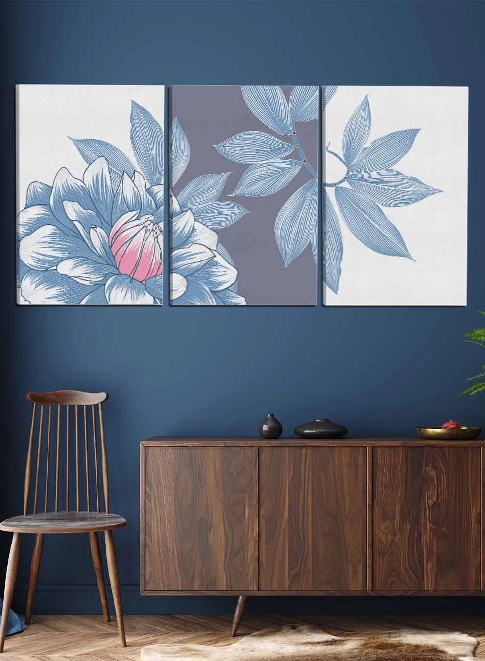 Abstract Dahlia Flowers Paintings(set of 3)