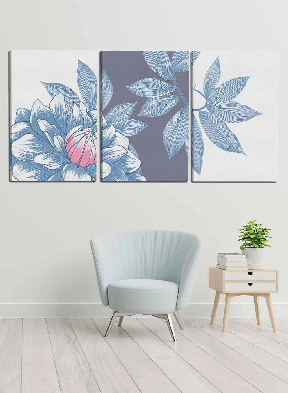Abstract Dahlia Flowers Paintings(set of 3)