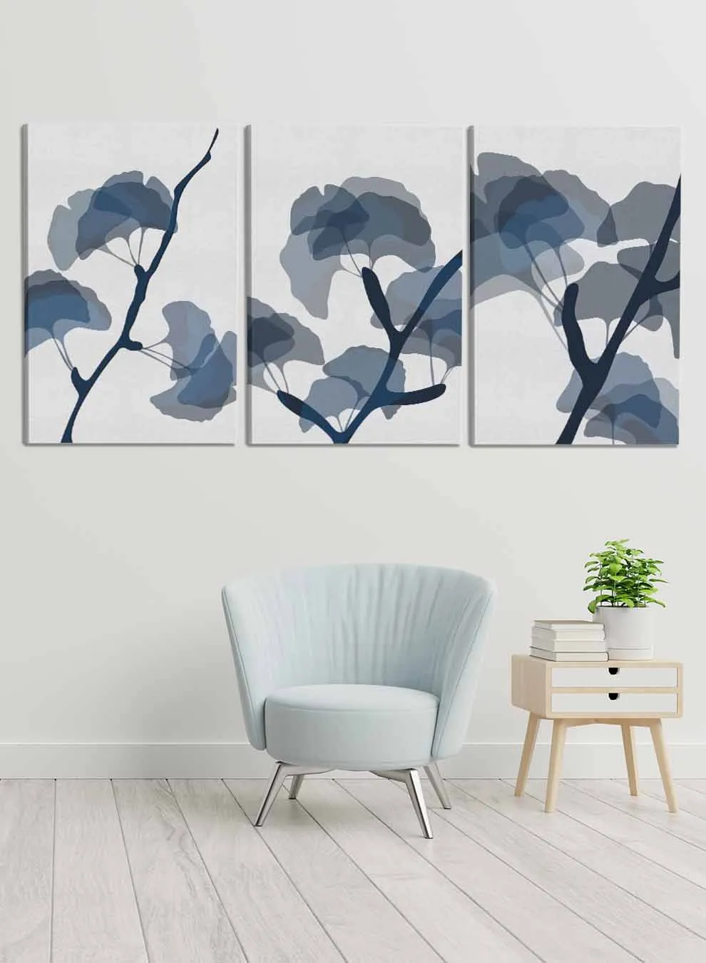 Abstract Ginkgo Leaves Paintings(set of 3)