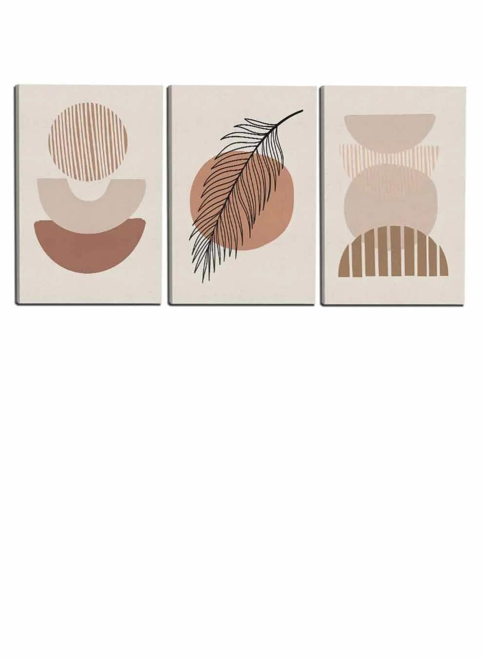 Abstract Leaves and Circle Paintings(set of 3)