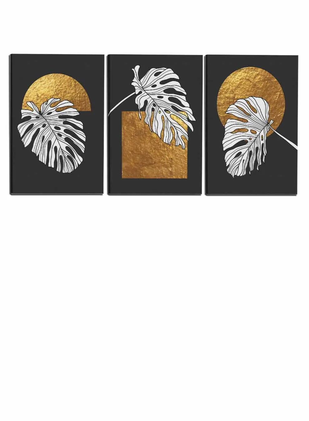 Abstract Leaves on a Dark Background Paintings(set of 3)