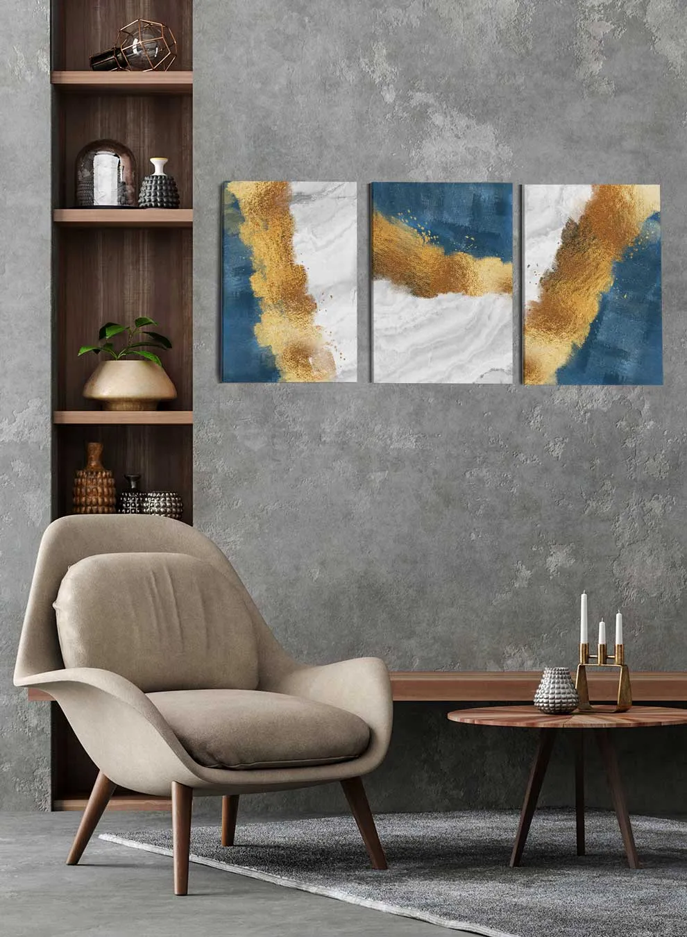 Abstract River Effect Paintings(set of 3)
