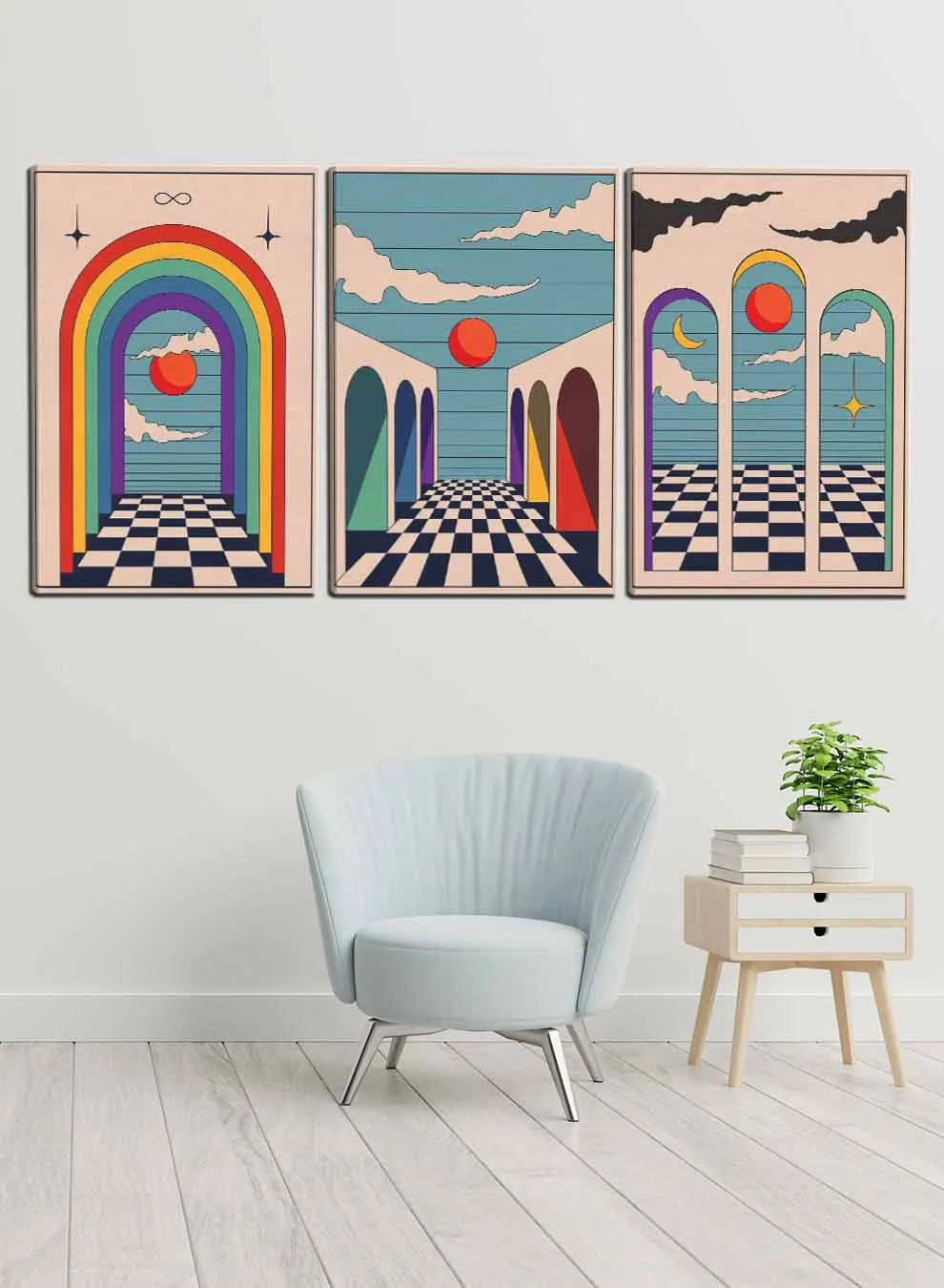 Abstract Vintage Boho Paintings(set of 3)