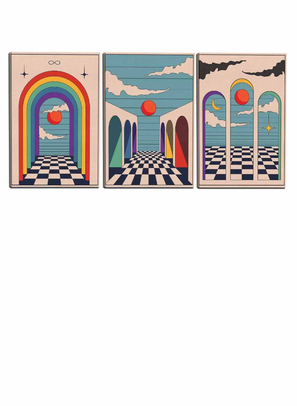 Abstract Vintage Boho Paintings(set of 3)
