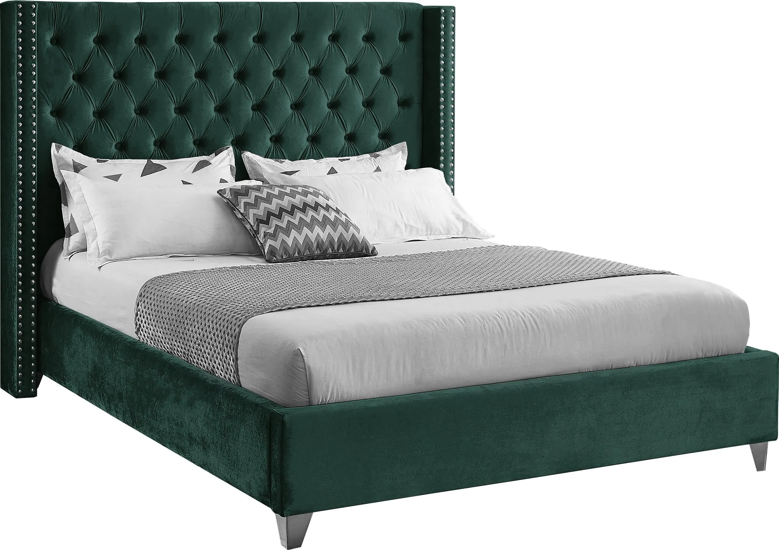 Aiden Green Velvet Full Bed