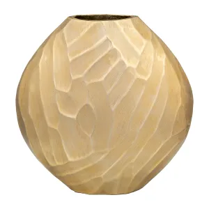 ALUMINUM 14"H HAMMERED VASE, CHAMPAGNE
