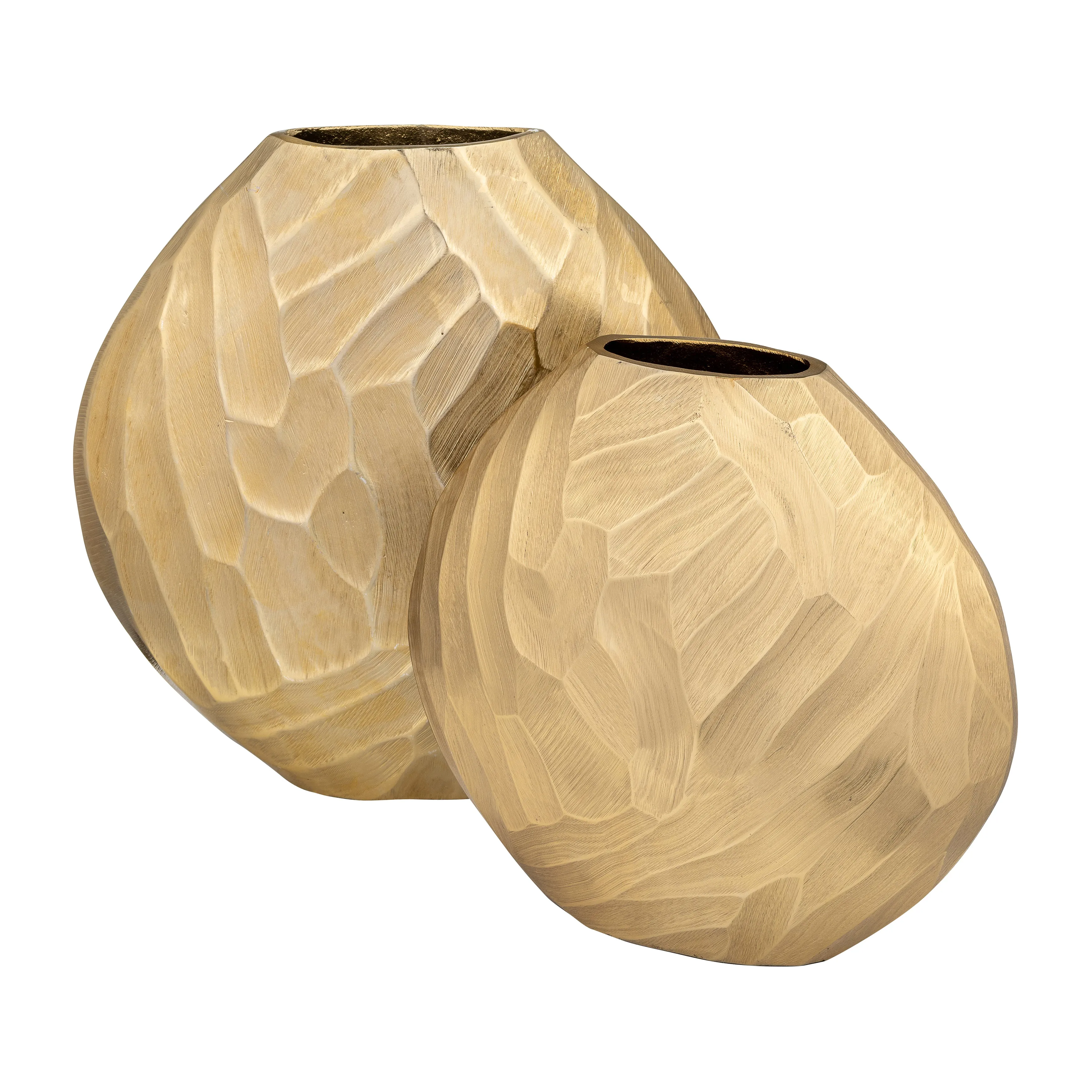 ALUMINUM 14"H HAMMERED VASE, CHAMPAGNE