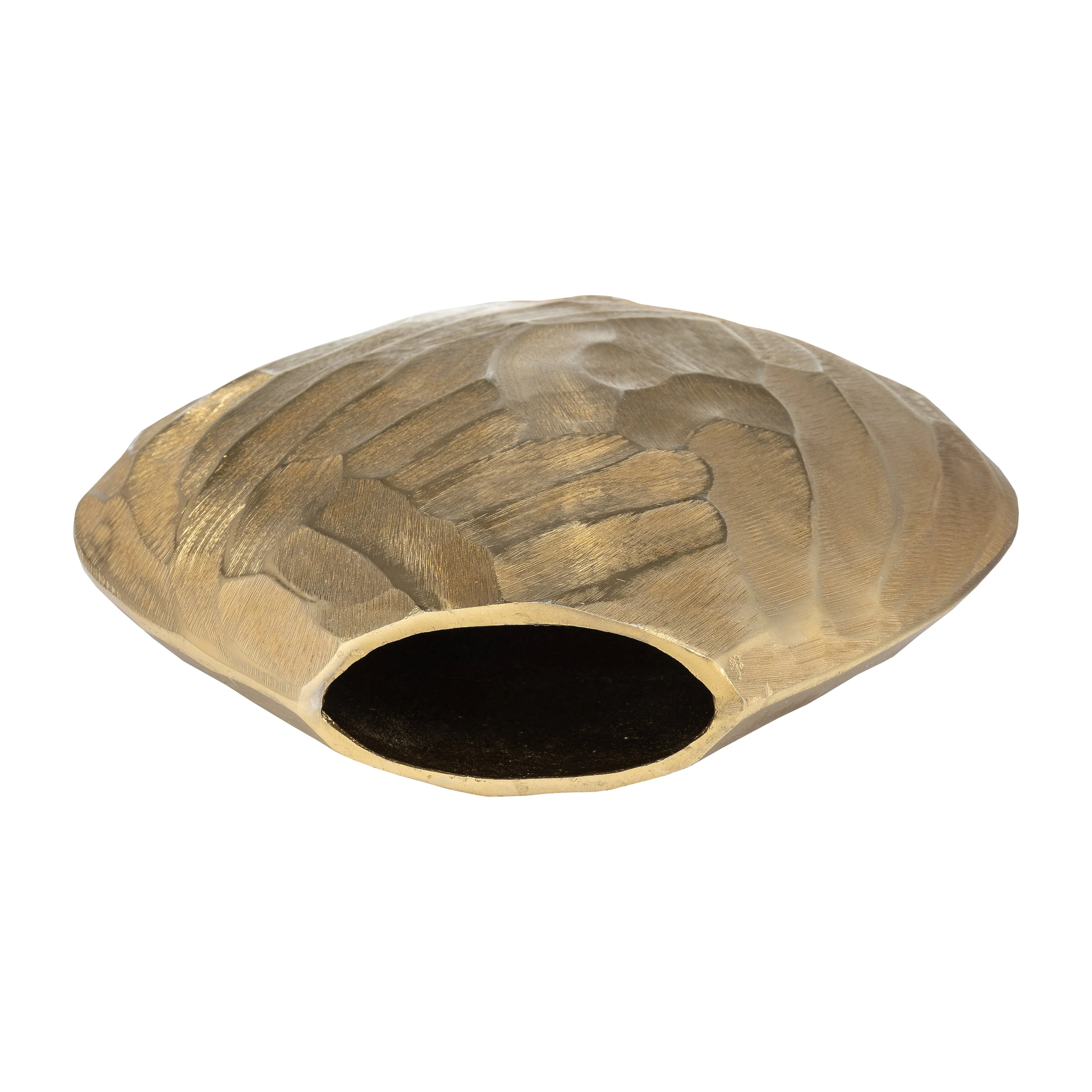 ALUMINUM 14"H HAMMERED VASE, CHAMPAGNE