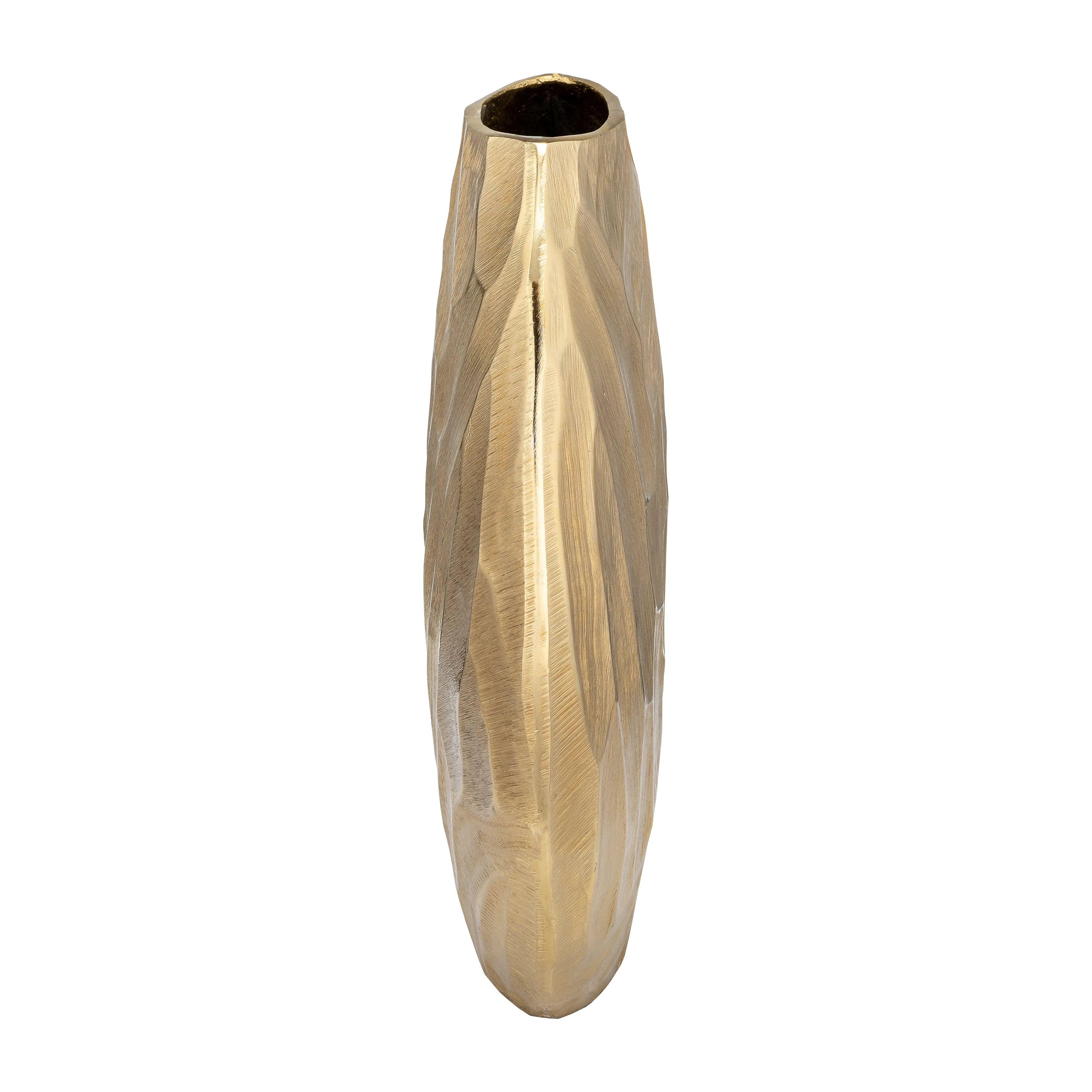 ALUMINUM 14"H HAMMERED VASE, CHAMPAGNE